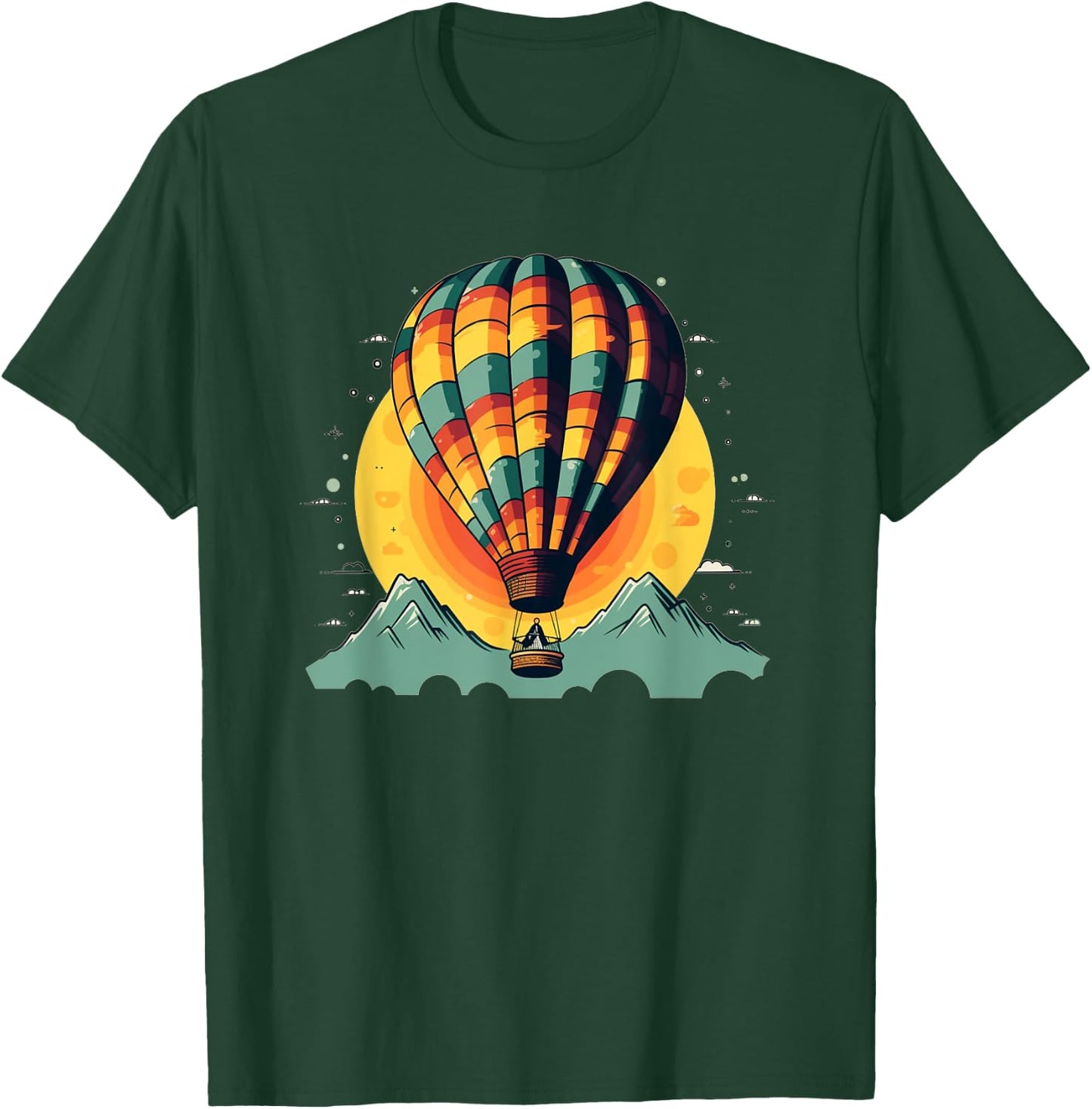 Cool hot Air Balloon with Mountains T-Shirt - T-Shirt | Forest