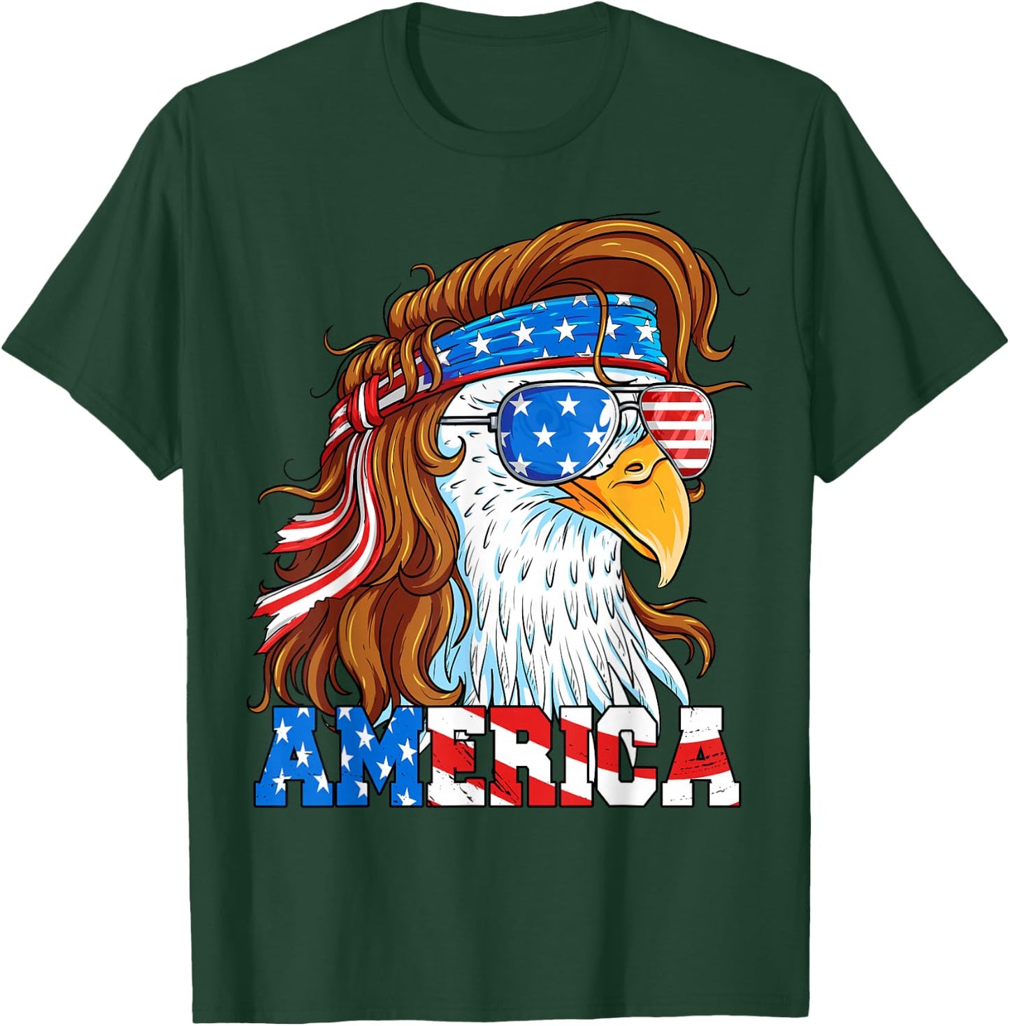 America Eagle 4th of July Mullet American Flag USA Patriotic T-Shirt - T-Shirt | Forest