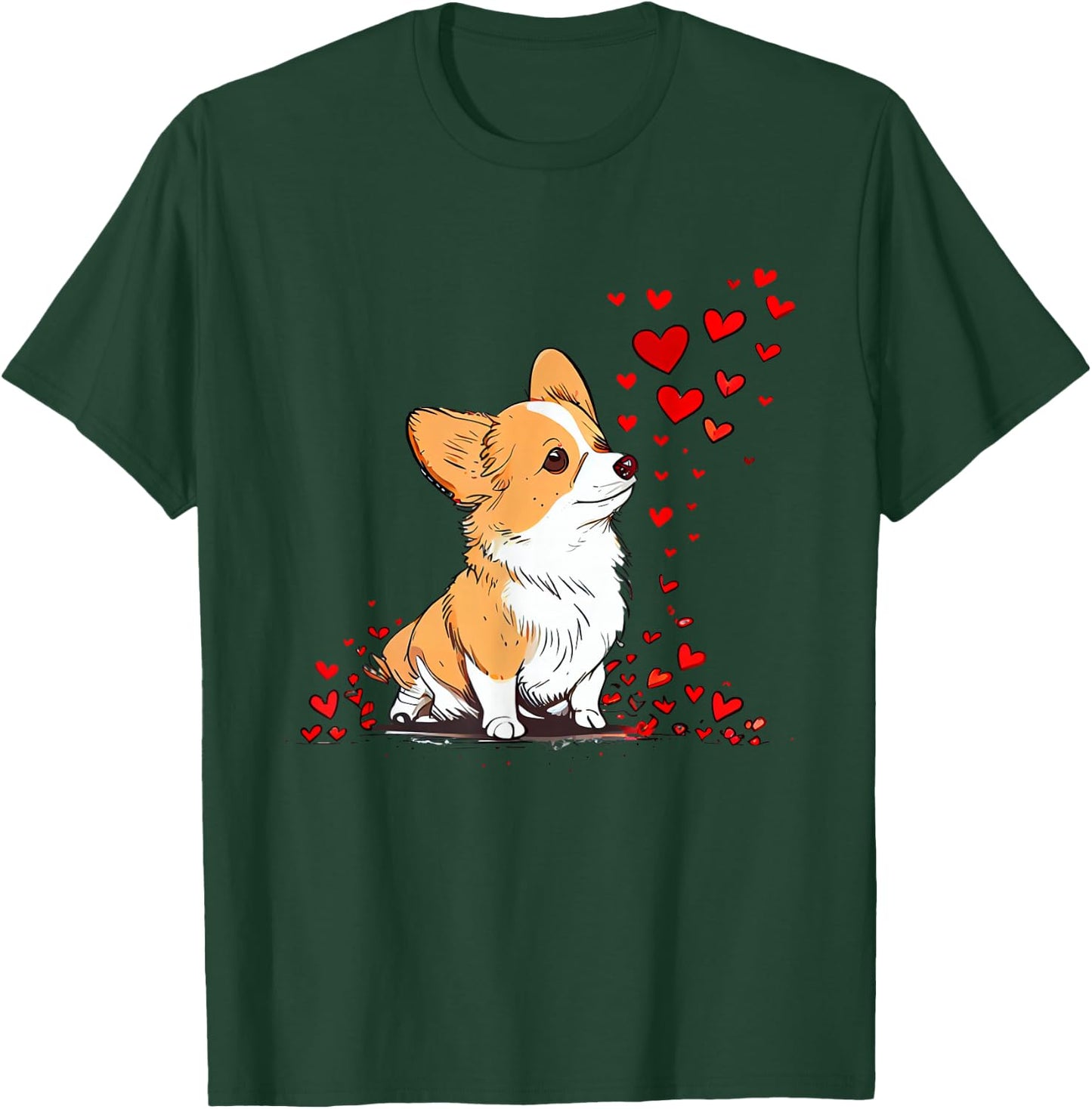 Dog Valentine Cute Corgi Valentine's Day T-Shirt - T-Shirt | Forest