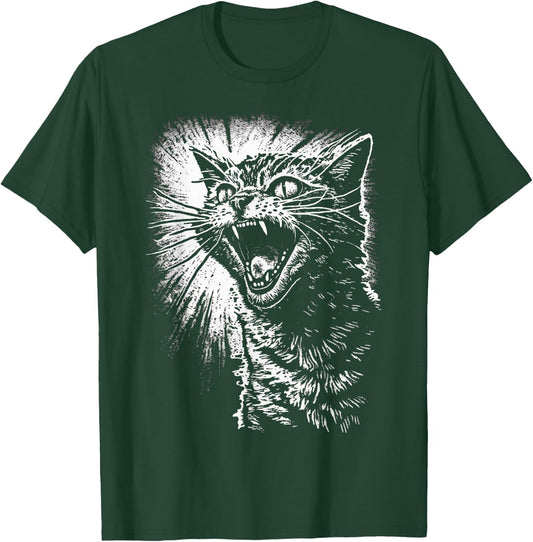 Angry Aggressive Hissing Cat Ready to Attack T-Shirt - T-Shirt | Forest