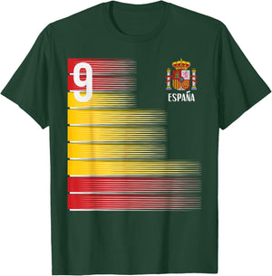 Spain Number 9 Espana Spanish Soccer Fan Men Women Kids Boys T-Shirt - T-Shirt | Forest