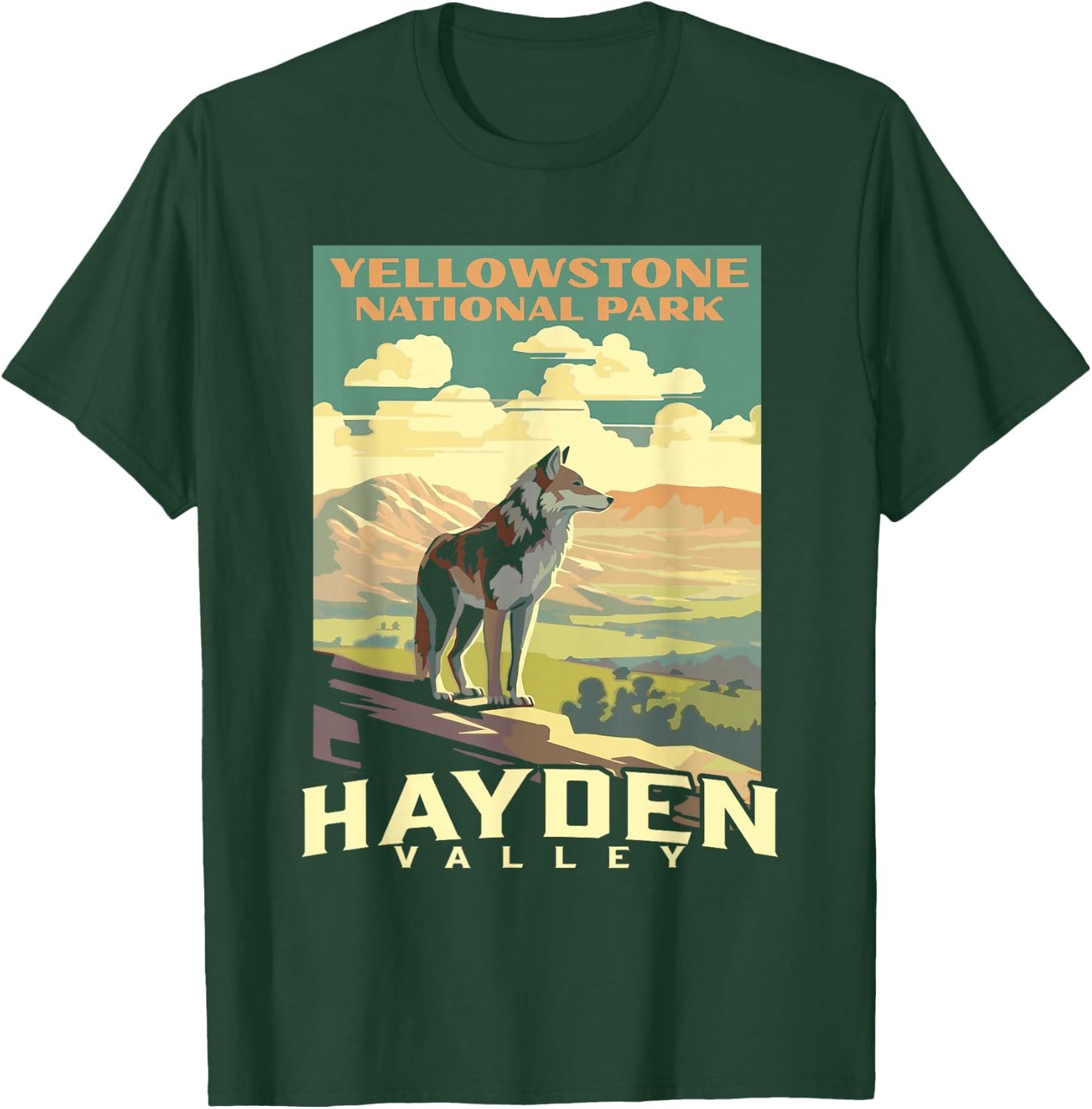 Yellowstone National Park Hayden Valley Wolf WPA Poster T-Shirt - T-Shirt | Forest
