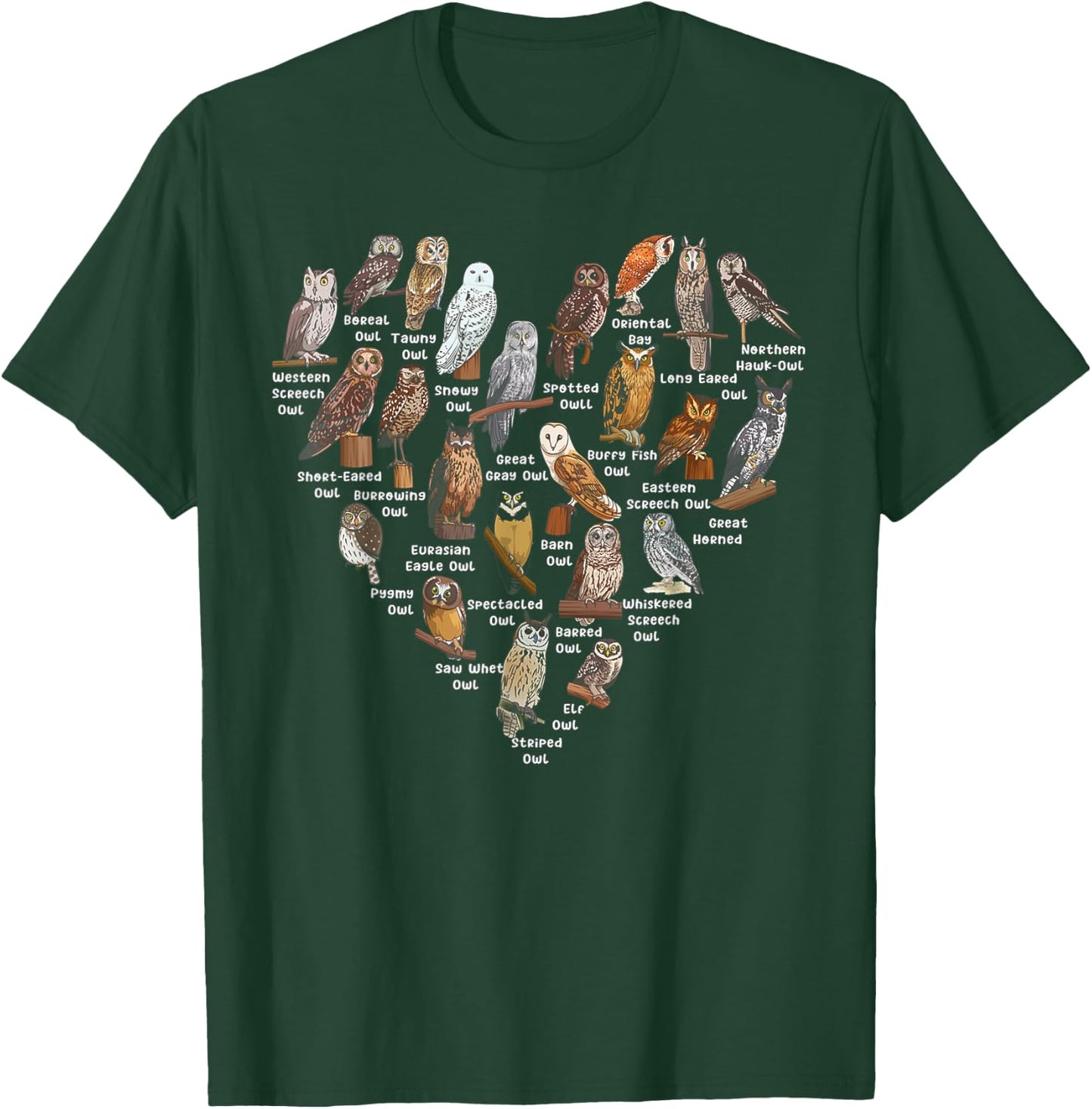 Love Owls Heart T-Shirt - T-Shirt | Forest