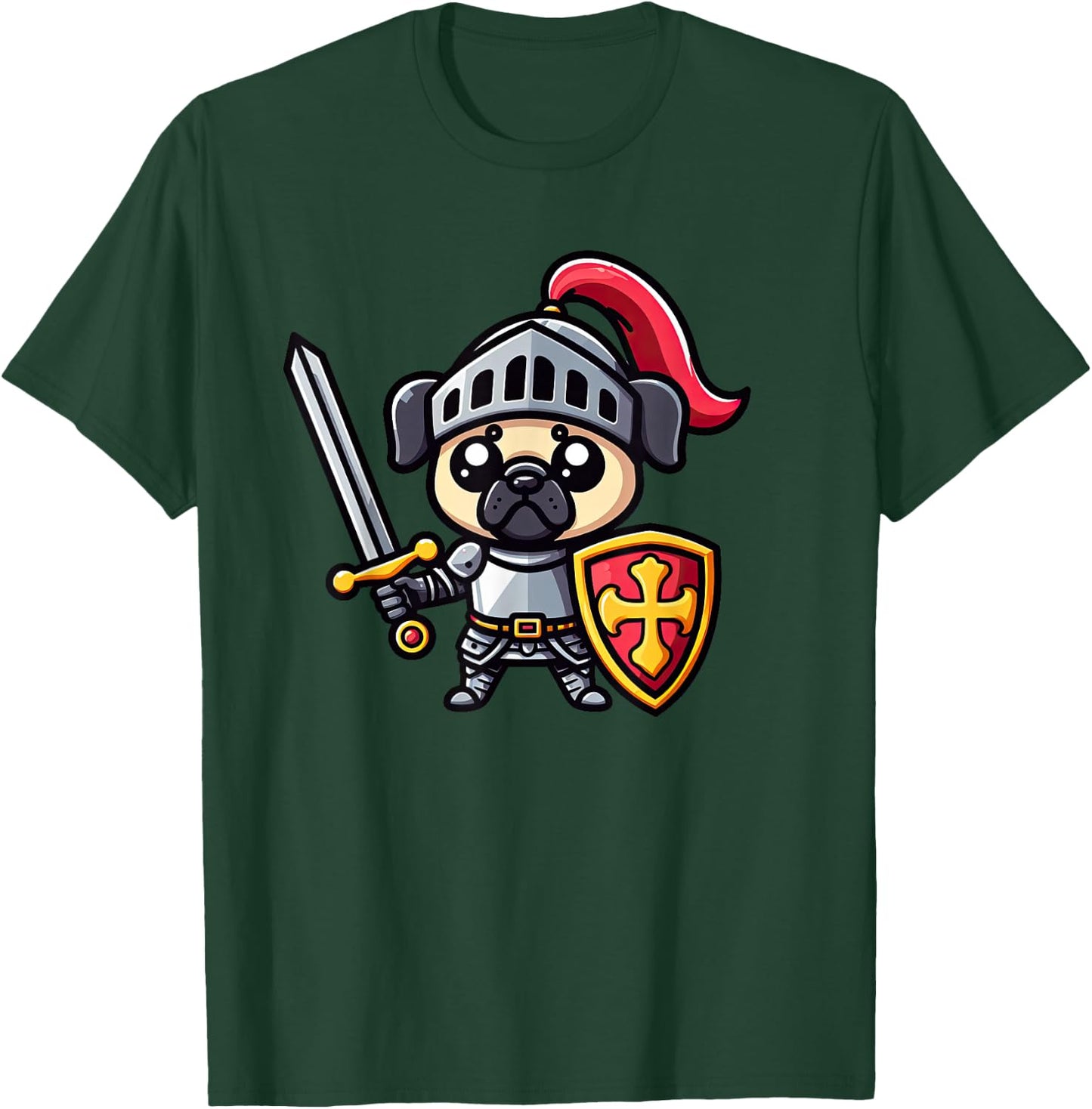 Pug Knight Funny Dog Medieval Women Girls Kids T-Shirt - T-Shirt | Forest
