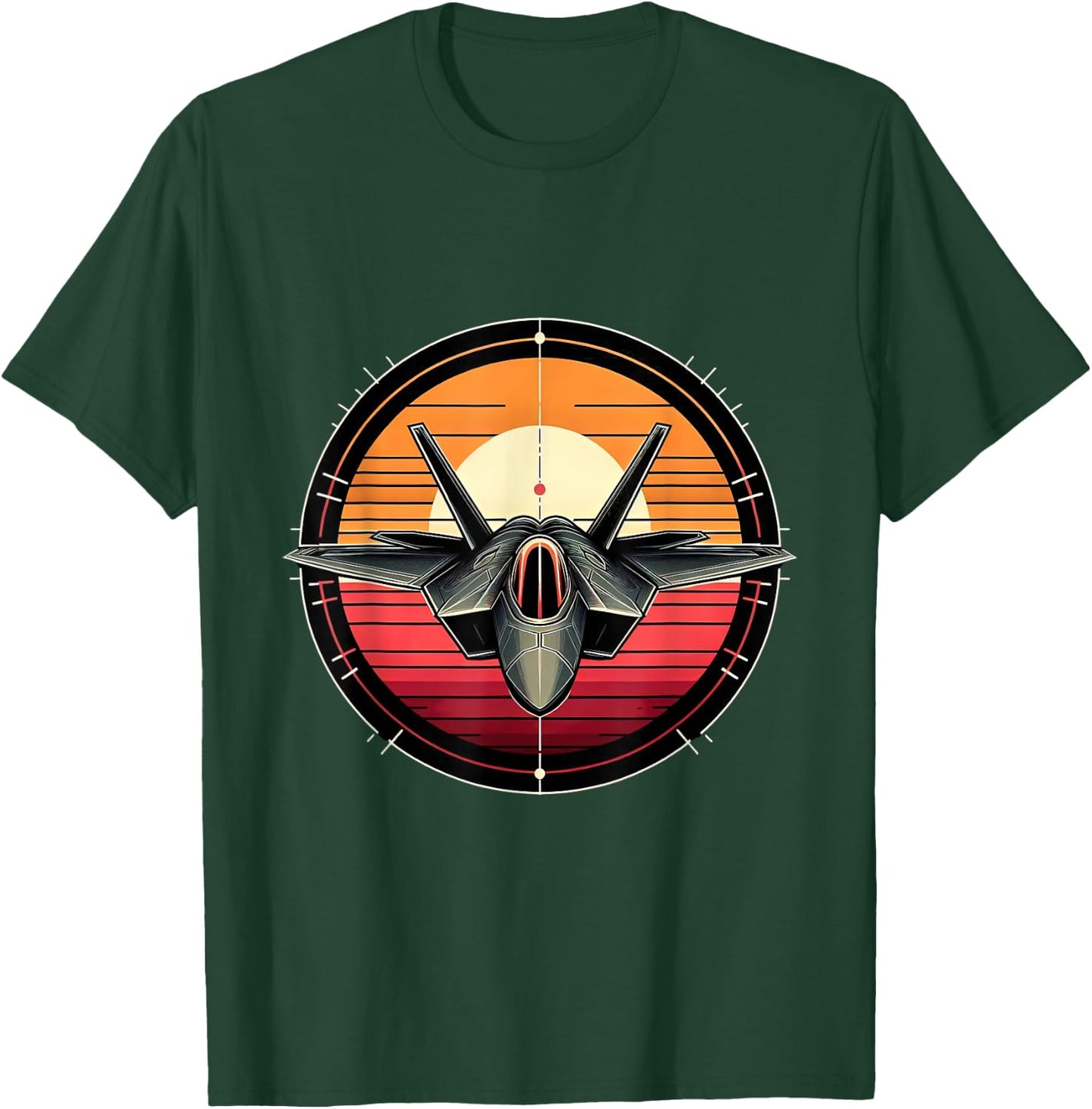 F-22 Raptor Fighter Jet Silhouette Sunset Military Aviation T-Shirt - T-Shirt | Forest