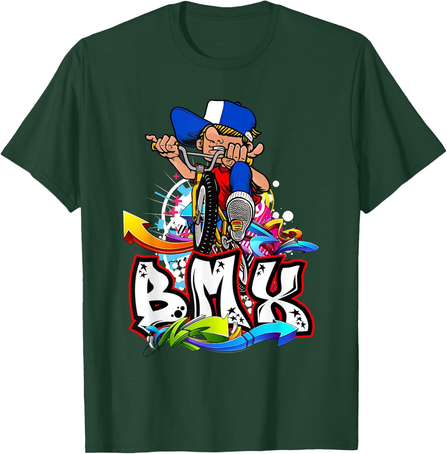 BMX Rad Fahrer und freeride BMX freestyle Biker BMX , -Adults, Black, Small, Short Sleeve, Classic Fit, Cotton, Polyester T-Shirt - T-Shirt | Forest