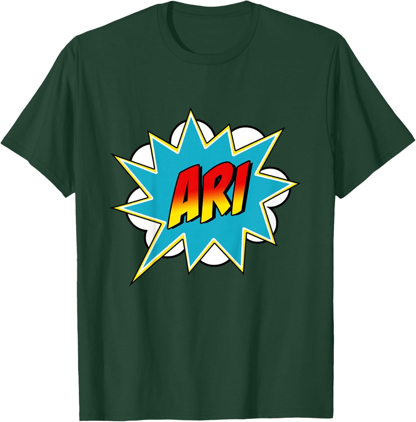 Kids Boys Ari Name Superhero Comic Book T-Shirt - T-Shirt | Forest