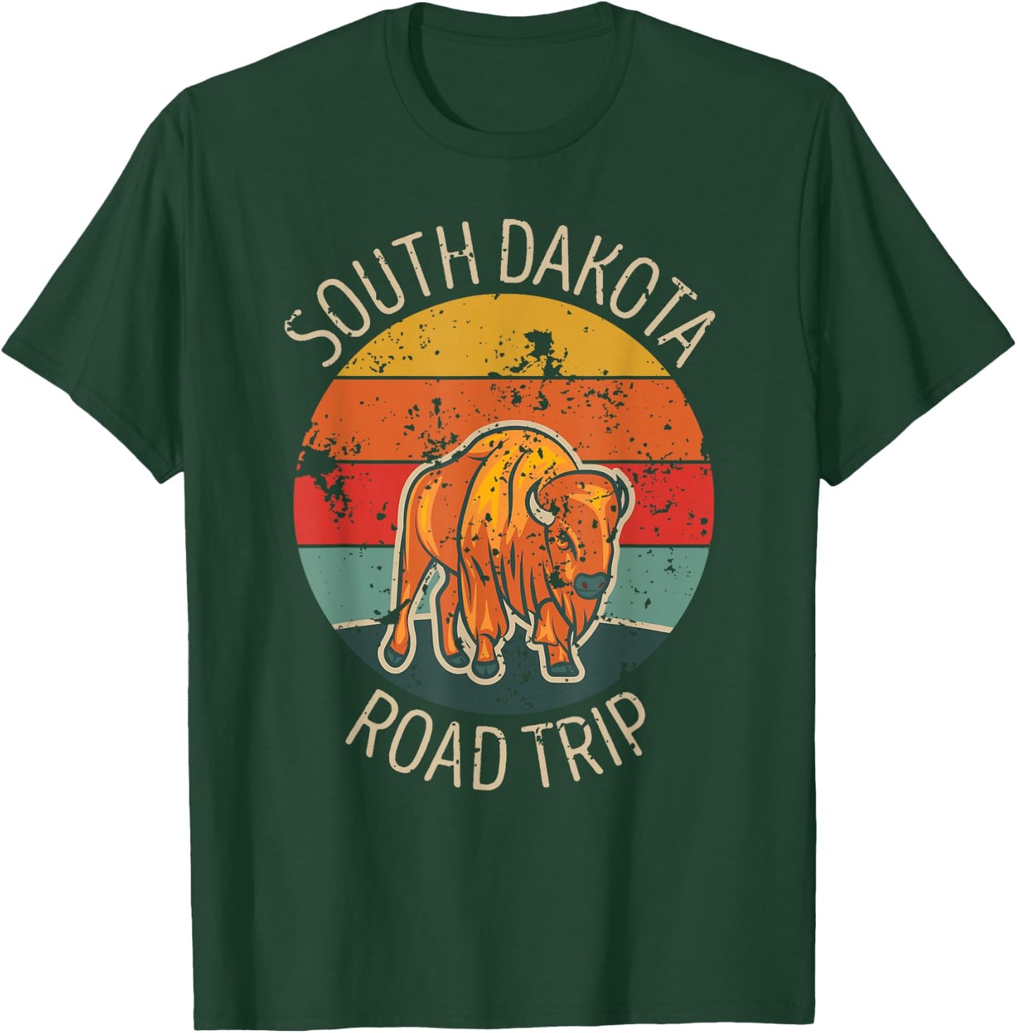 South Dakota Family Road Trip Buffalo Bison Matching Vintage T-Shirt - T-Shirt | Forest
