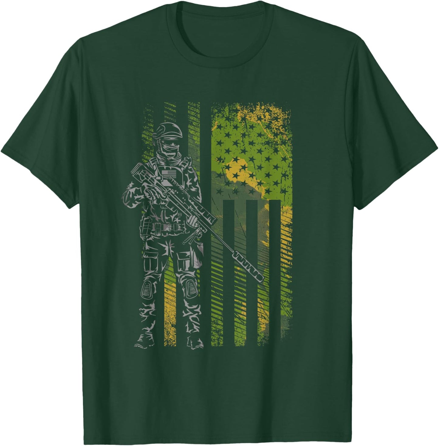 American Flag Camo Camouflage Soldier Kids Men T-Shirt - T-Shirt | Forest