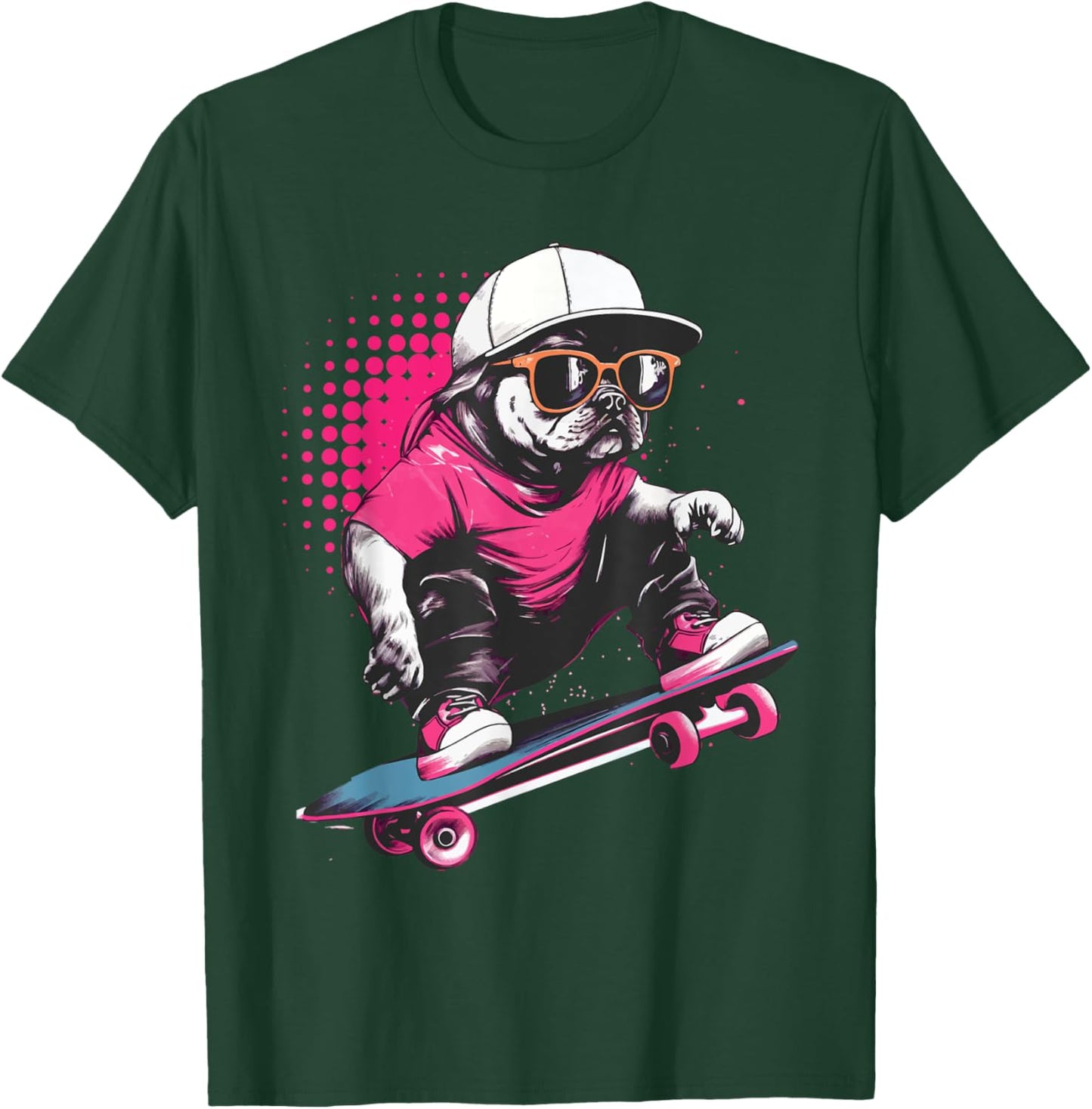 Pug Skater - Skaterboard Skateboarding Dog Lover Puppy Owner T-Shirt - T-Shirt | Forest