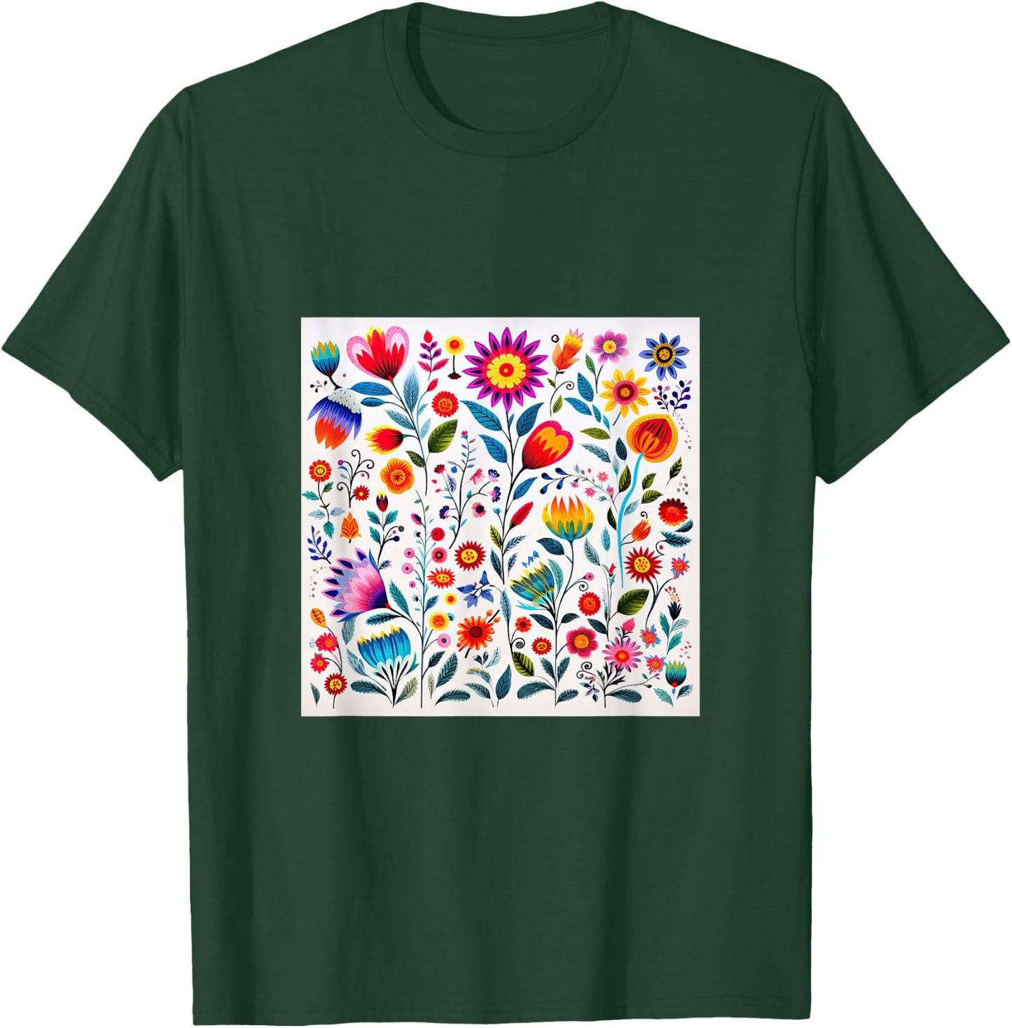 Polish Folk Art Flower Pattern Poland T-Shirt - T-Shirt | Forest
