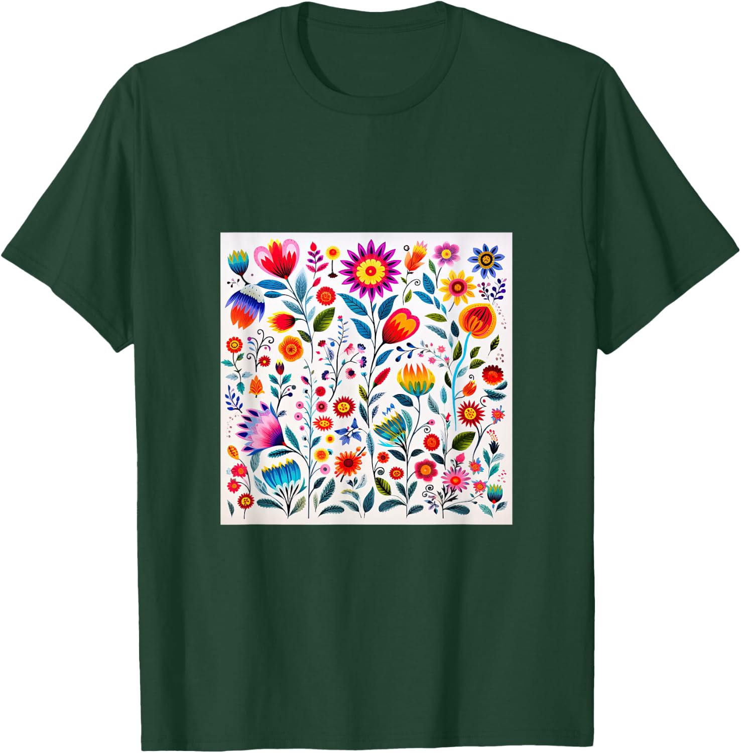 Polish Folk Art Flower Pattern Poland T-Shirt - T-Shirt | Forest