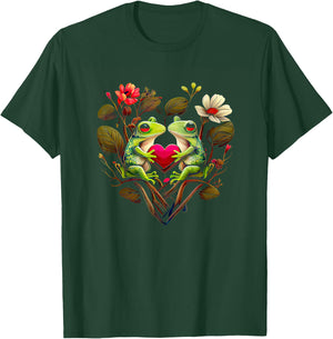 Heart-shaped Frog couple - Valentine's day T-Shirt - T-Shirt | Forest