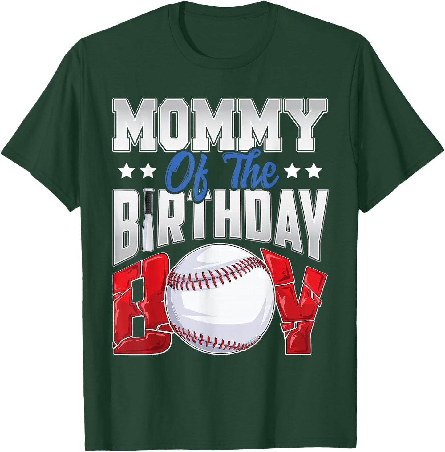 Mommy Baseball birthday Boy Family Baller b-day Party T-Shirt - T-Shirt | Forest