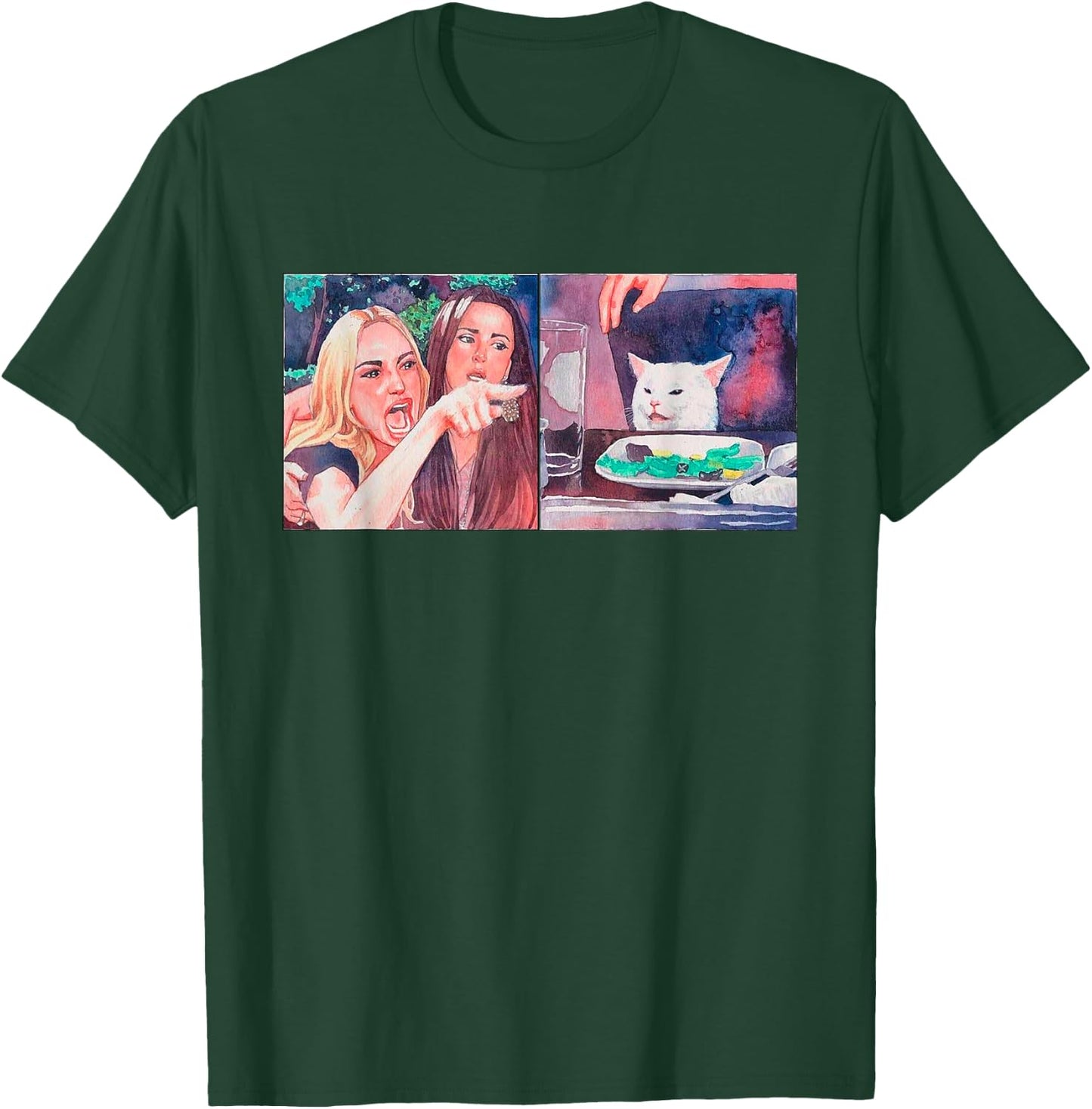 Woman yelling at table dinner cat meme dank meme T-Shirt - T-Shirt | Forest