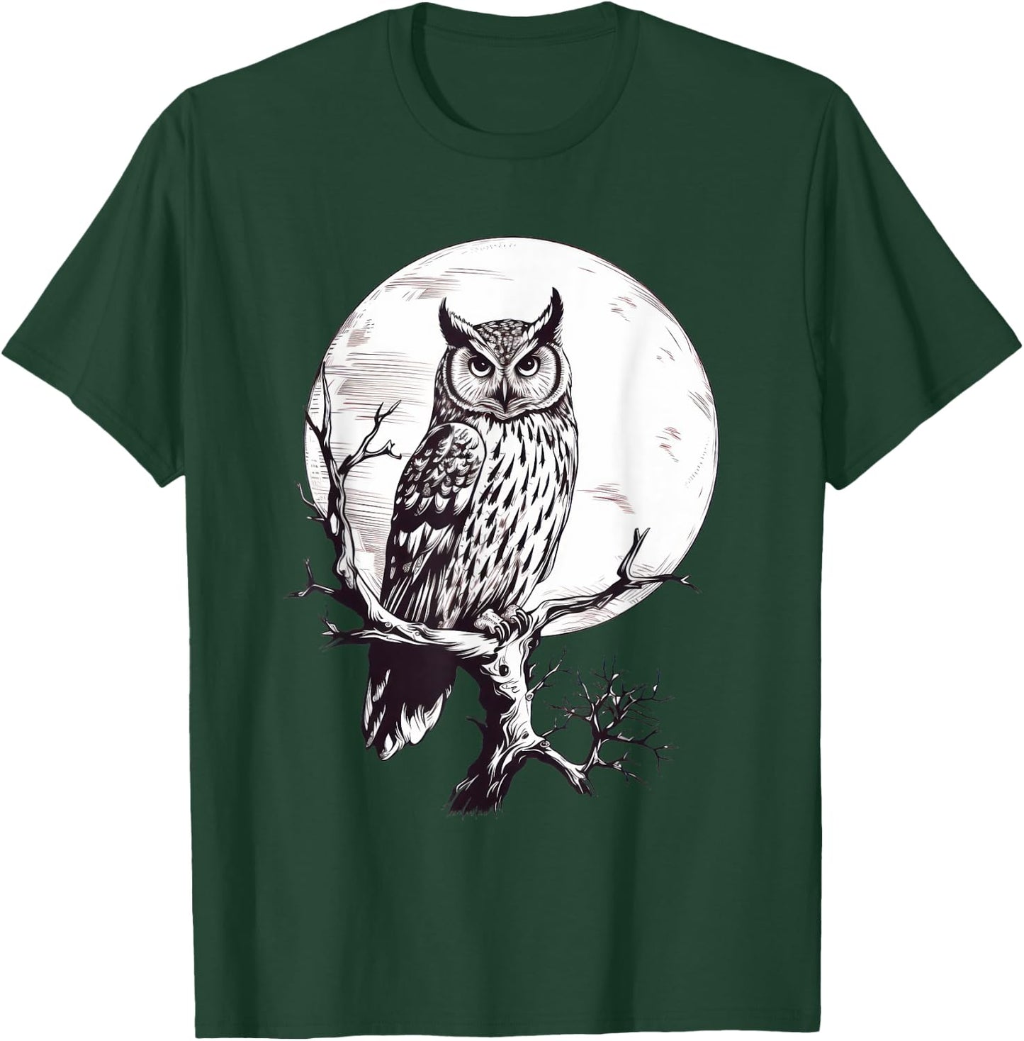 Owl Moon Graphic Women Men Girls Boys T-Shirt - T-Shirt | Forest