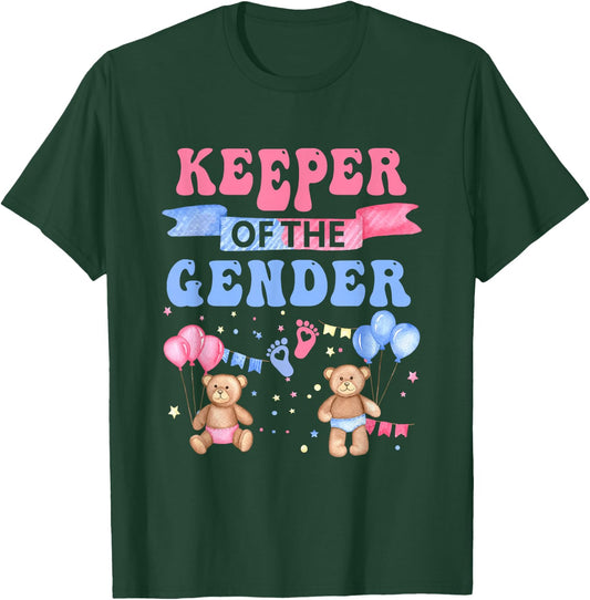 Keeper of The Gender Reveal Baby Bear Balloons Pink Or Blue T-Shirt - T-Shirt | Forest