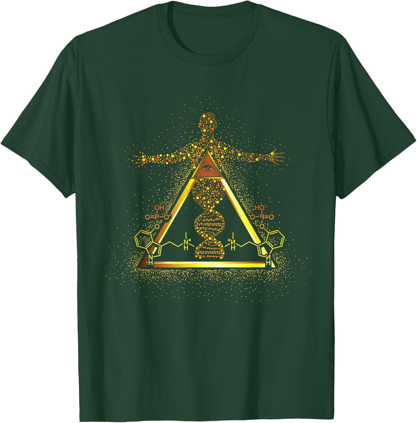 Kundalini Rising Psilocybin Molecule D.N.A. Psychedelic Rave T-Shirt - T-Shirt | Forest