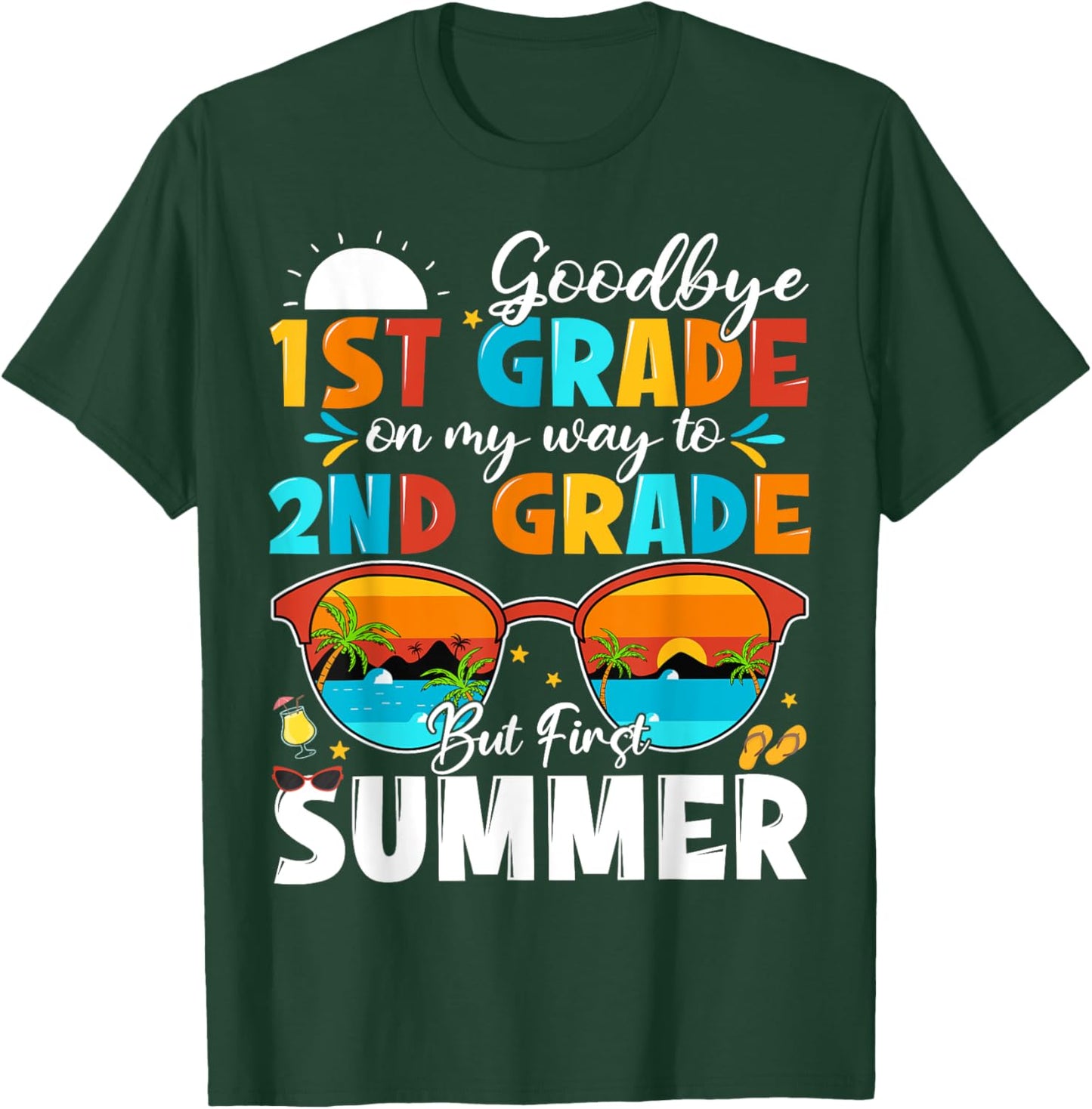 Goodbye 1st Grade Graduation To 2nd Grade Hello Summer Kids T-Shirt - T-Shirt | Forest