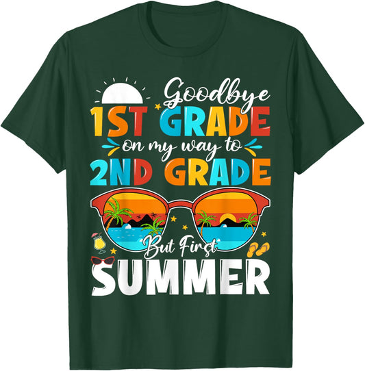 Goodbye 1st Grade Graduation To 2nd Grade Hello Summer Kids T-Shirt - T-Shirt | Forest