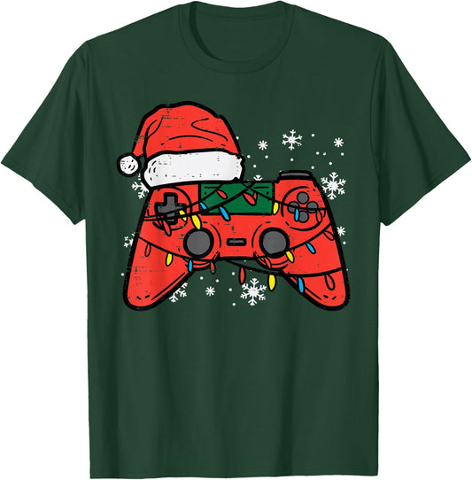 Christmas Gamer Controller Xmas Boys Kids Youth Men Teen T-Shirt - T-Shirt | Forest
