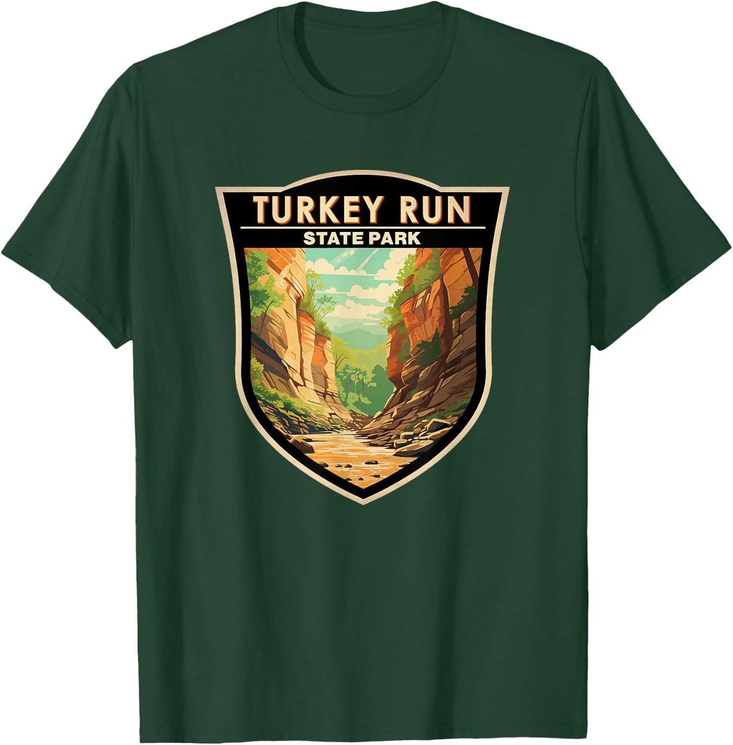 Turkey Run State Park Indiana Badge Vintage T-Shirt - T-Shirt | Forest