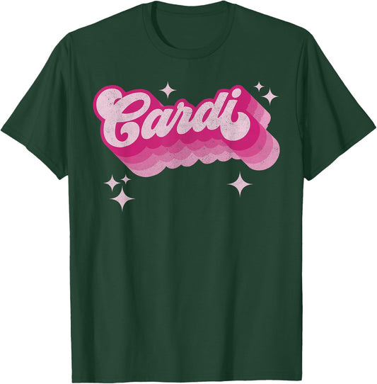 Cardi First Name Vintage Style Personalized Female 70s Retro T-Shirt - T-Shirt | Forest