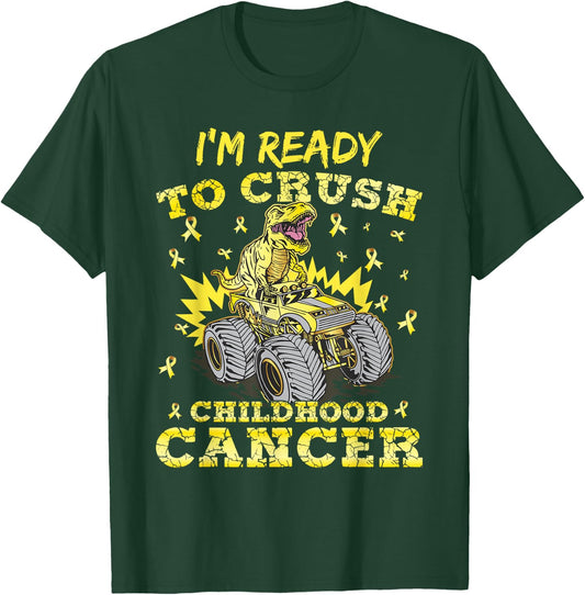 Childhood Cancer T Rex I'm Ready To Crush Childhood Cancer T-Shirt - T-Shirt | Forest
