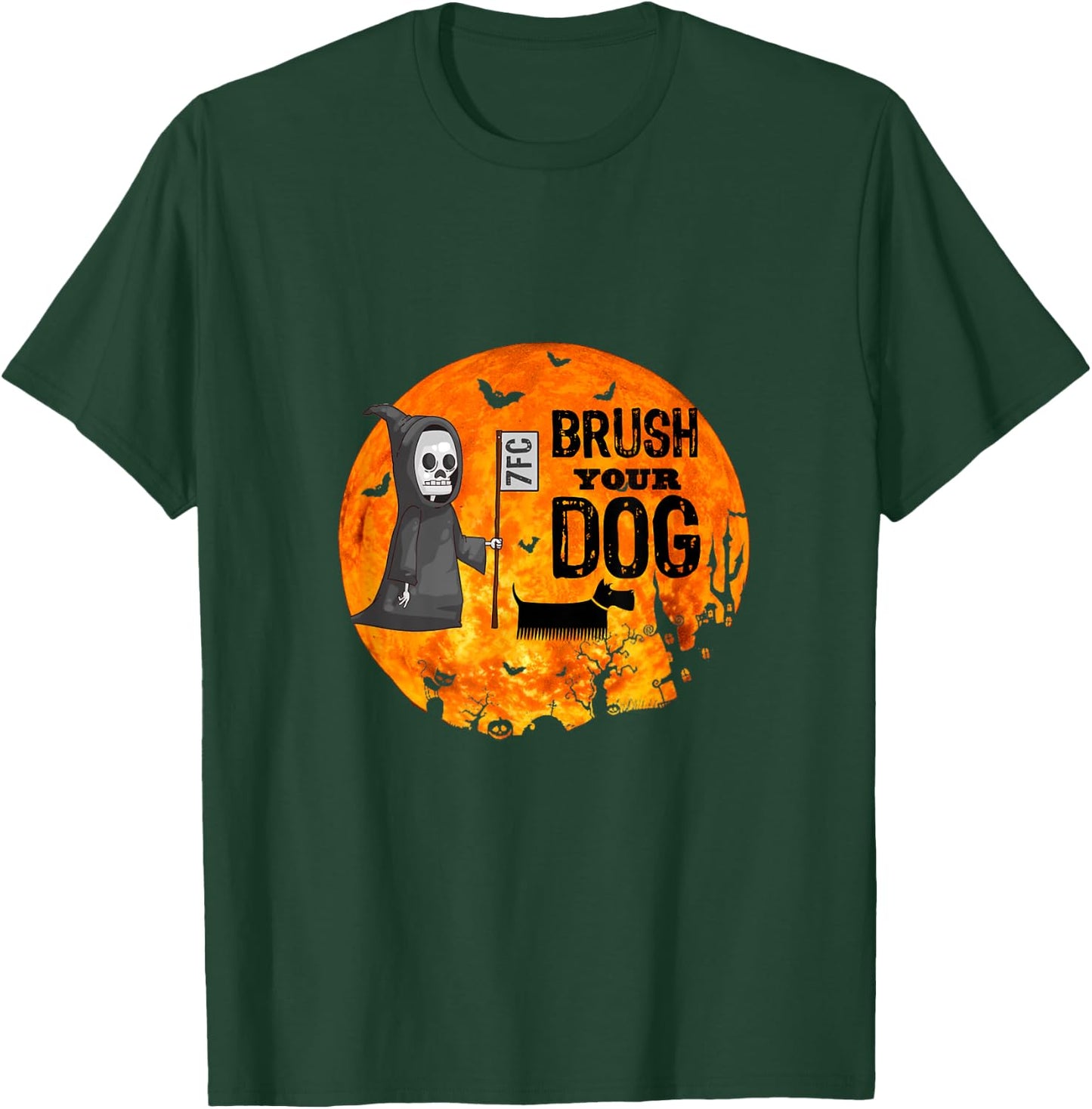 Funny Dog Groomer ,Brush Your Dog Grooming reaper Halloween T-Shirt - T-Shirt | Forest