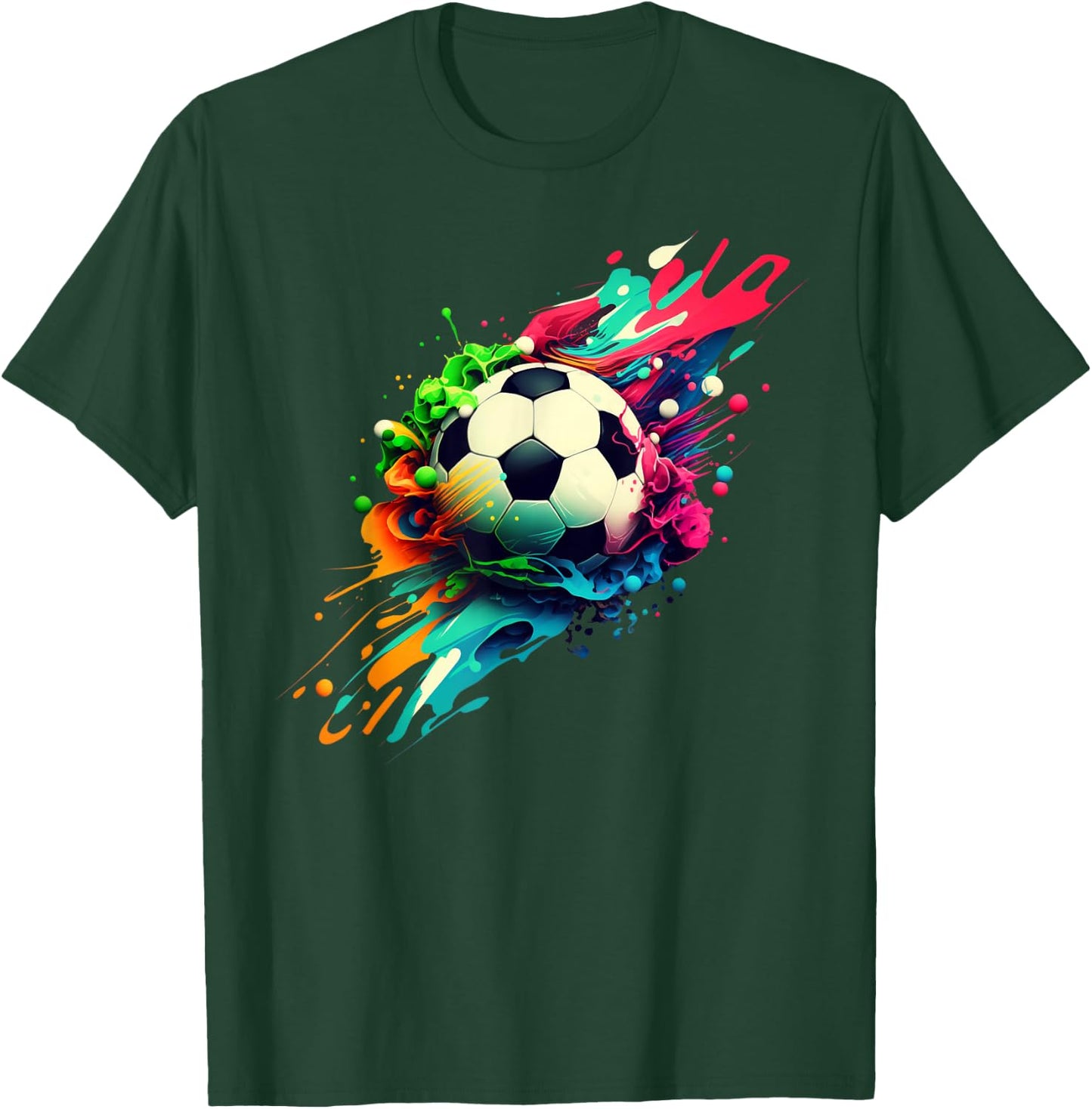 Football with Colourful Paint Splashes Party Crew T-Shirt - T-Shirt | Forest