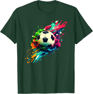 Football with Colourful Paint Splashes Party Crew T-Shirt - T-Shirt | Forest