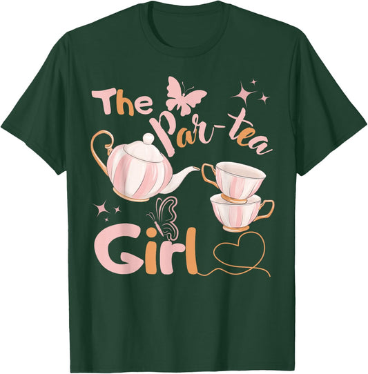 Girl 2nd Birthday Teapot Pastel Color Tea for Two Bday Party T-Shirt - T-Shirt | Forest
