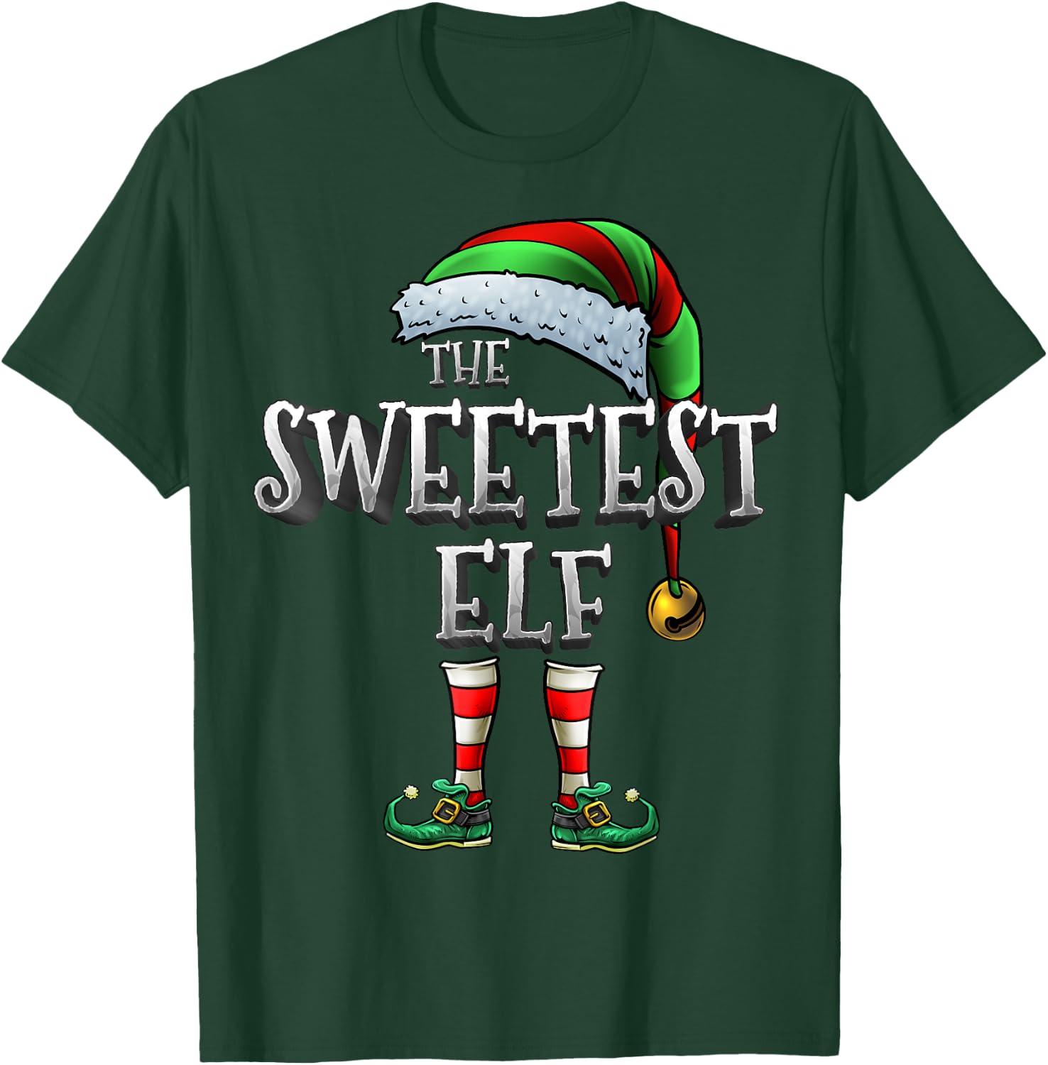 The Sweetest Elf Matching Family Sweetest Christmas Elf T-Shirt - T-Shirt | Forest