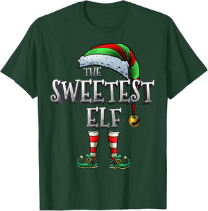 The Sweetest Elf Matching Family Sweetest Christmas Elf T-Shirt - T-Shirt | Forest