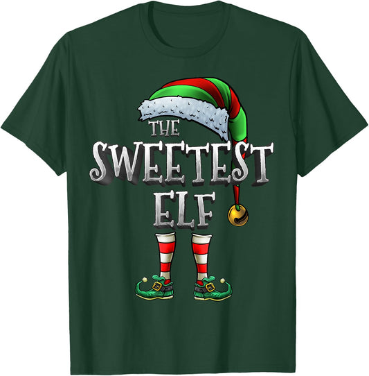 The Sweetest Elf Matching Family Sweetest Christmas Elf T-Shirt - T-Shirt | Forest