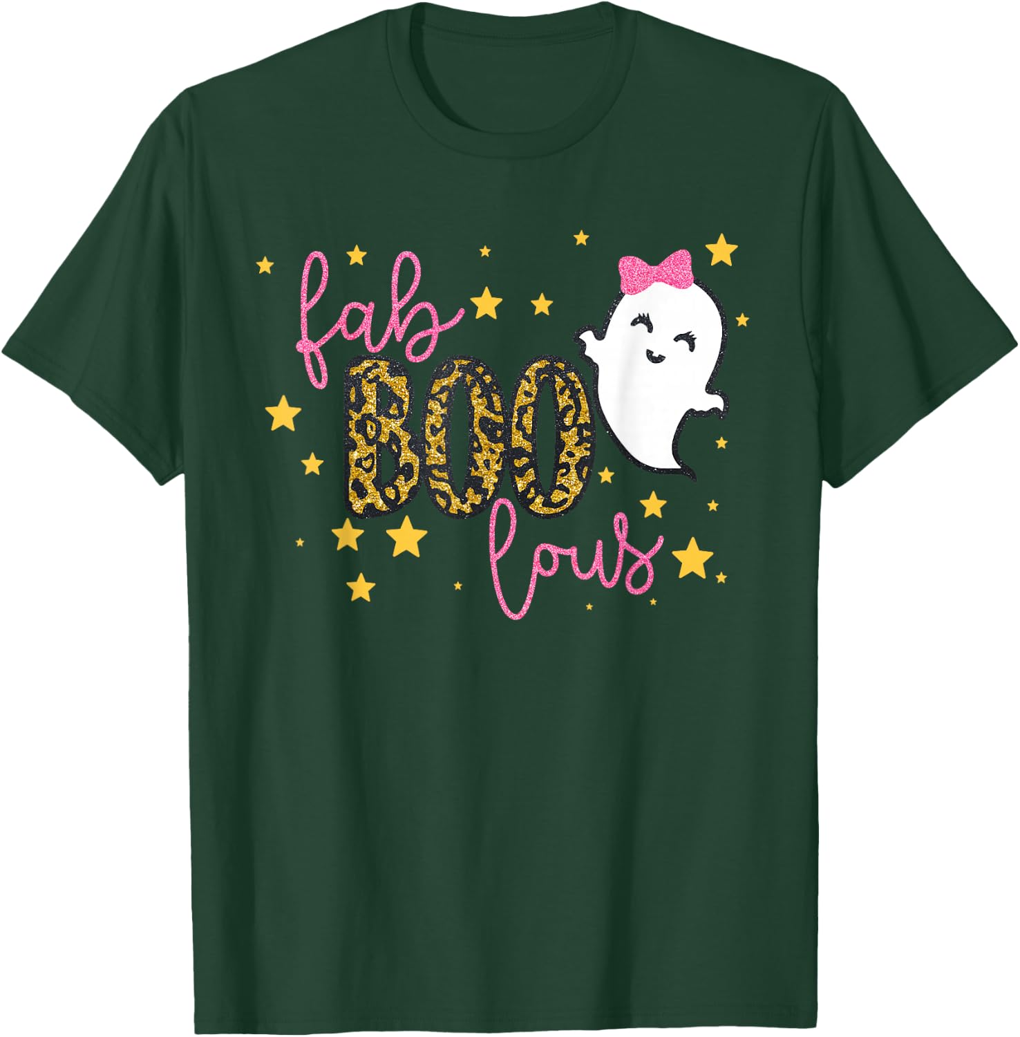 Funny Cute Boo Ghost Halloween Fab-Boo Lous Leopard T-Shirt - T-Shirt | Forest