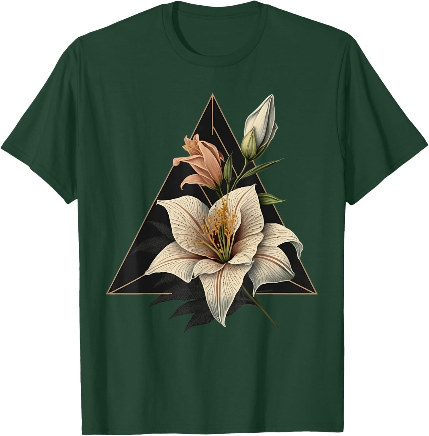 Abstract Geometric Lily T-Shirt - T-Shirt | Forest