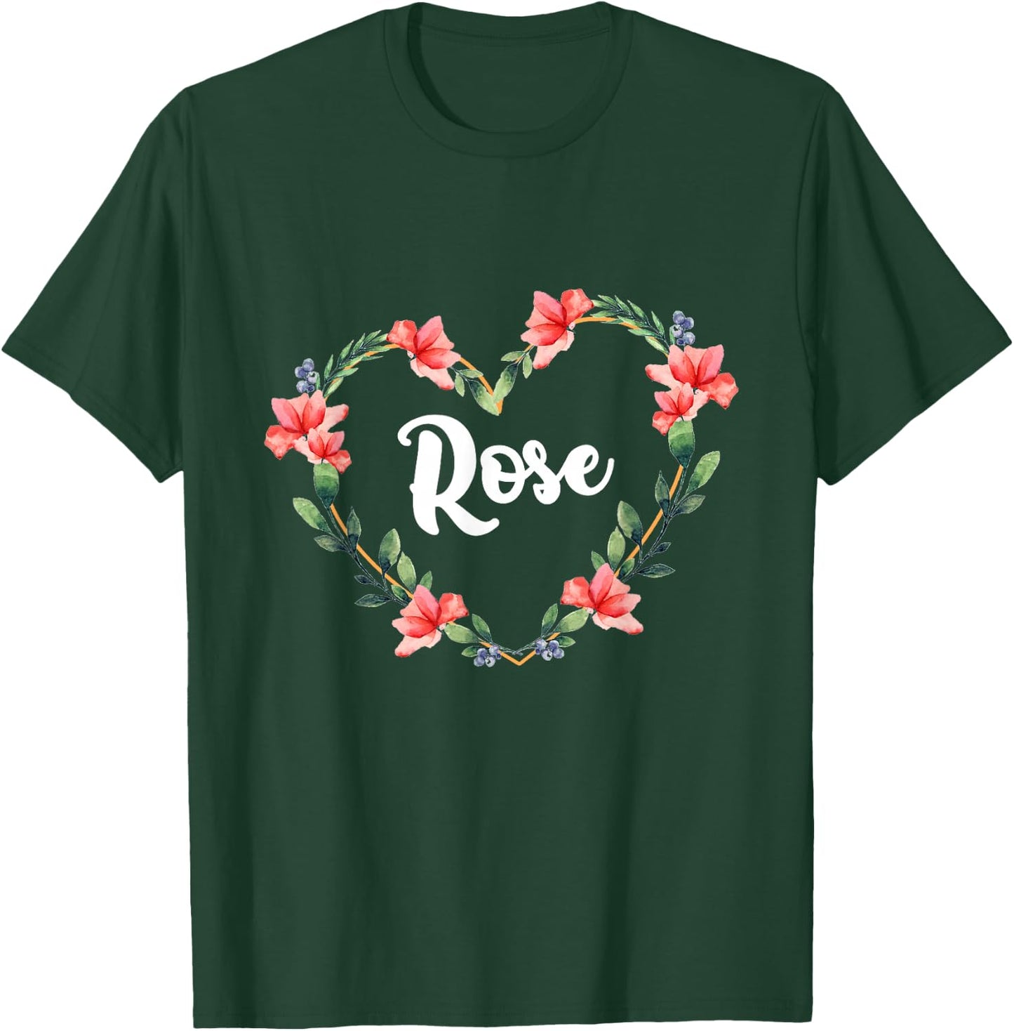 Rose Flower Heart Personalized Name Rose T-Shirt - T-Shirt | Forest