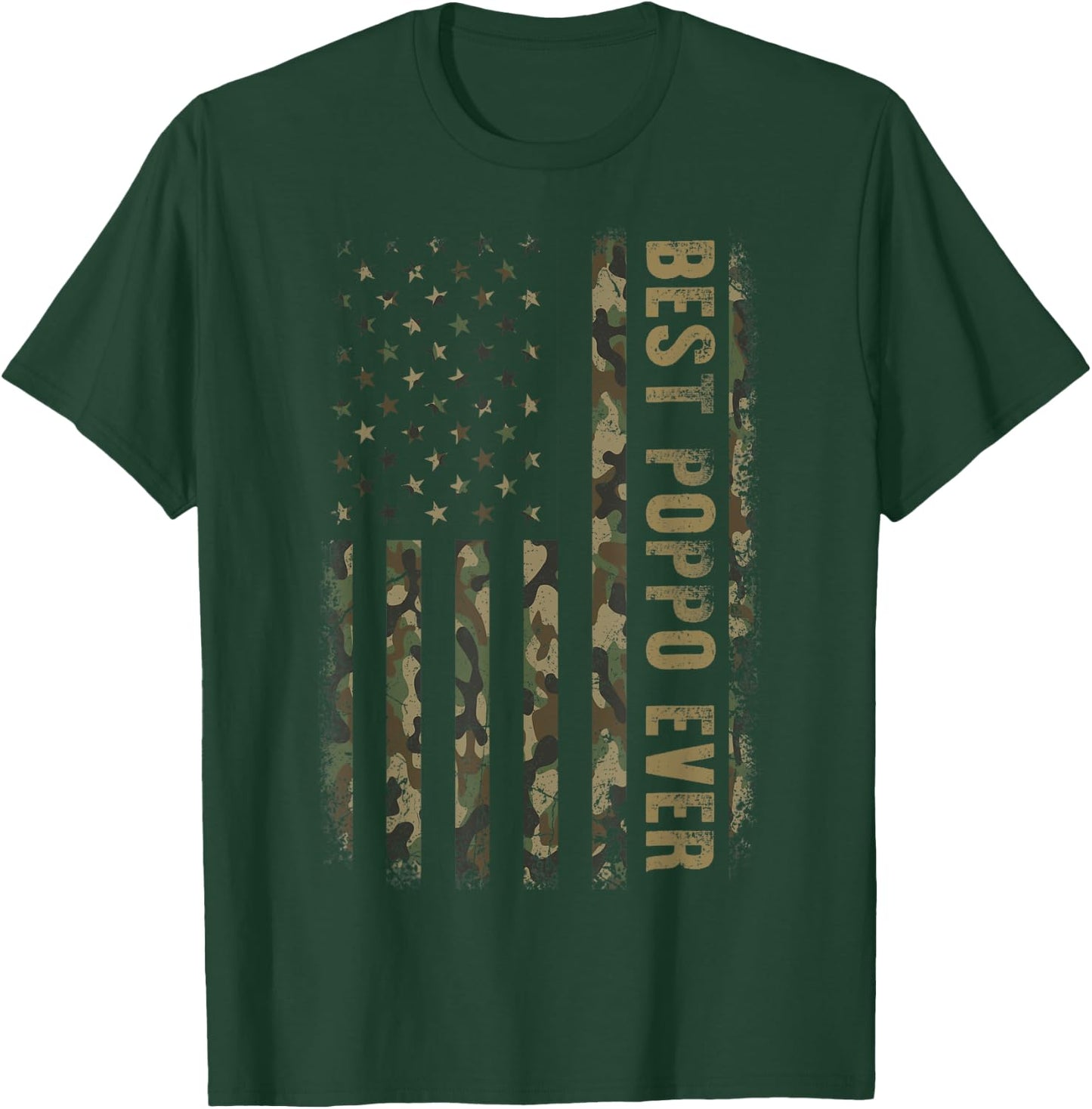 Best Poppo Ever Camouflage American Flag Father's Day T-Shirt - T-Shirt | Forest