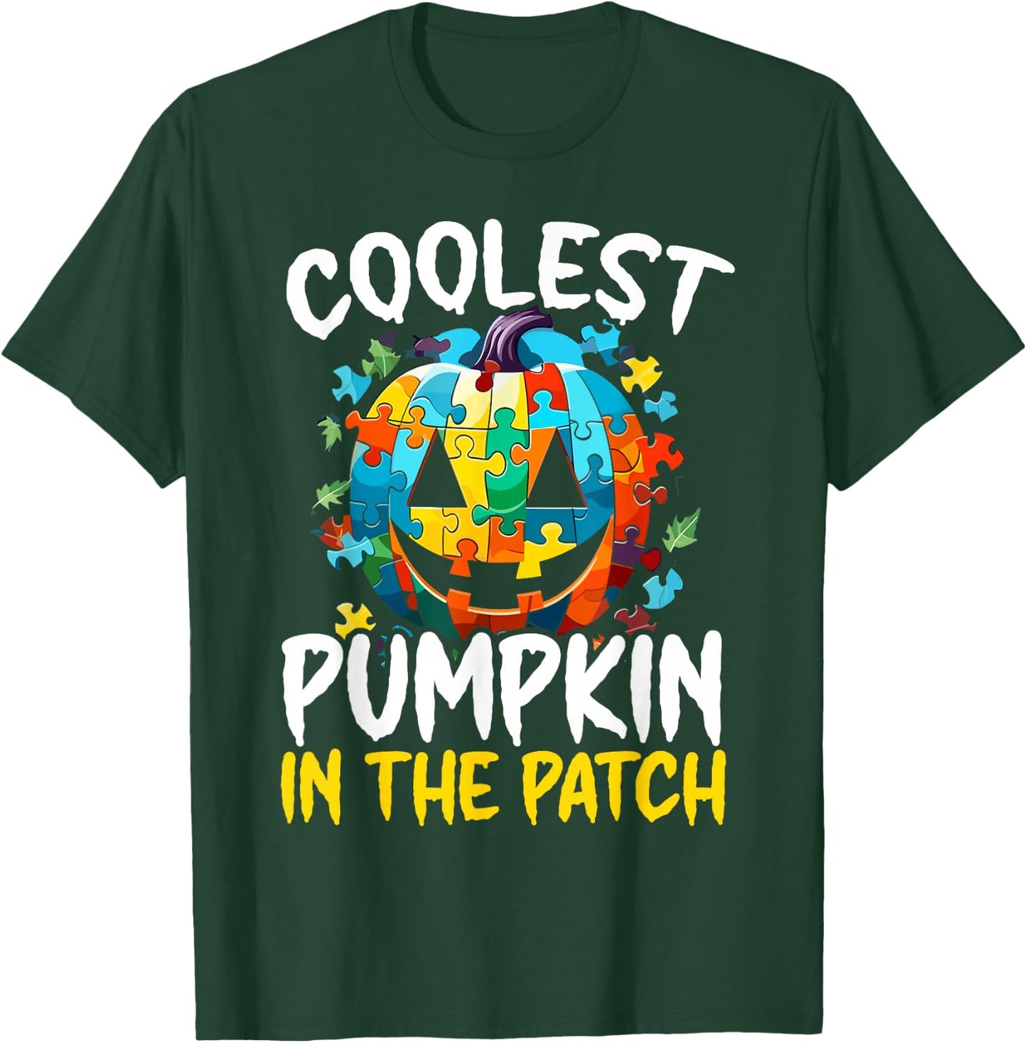 Autism Halloween Puzzle Trick Or Treat Autism Awareness T-Shirt - T-Shirt | Forest