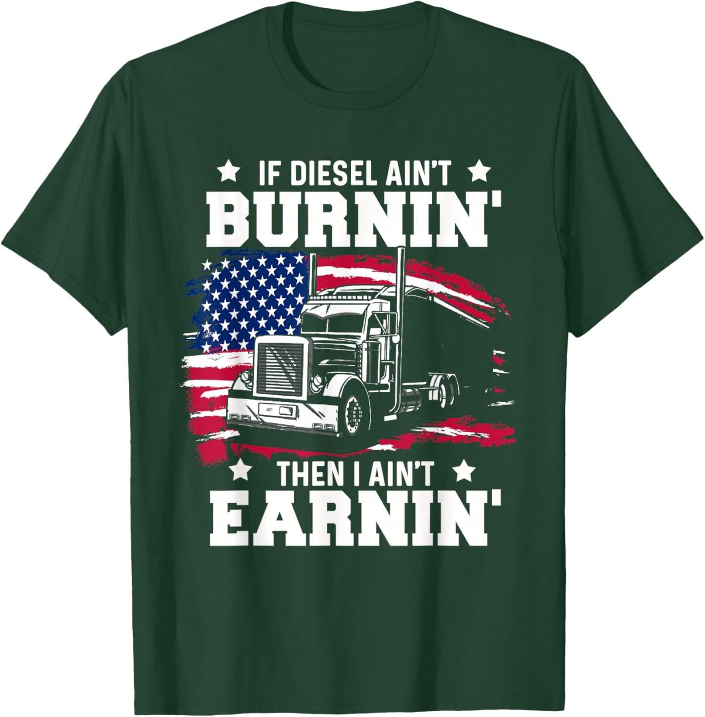 Funny Trucker Gifts Men Husband Semi Trailer Truck Driver T-Shirt - T-Shirt | Forest