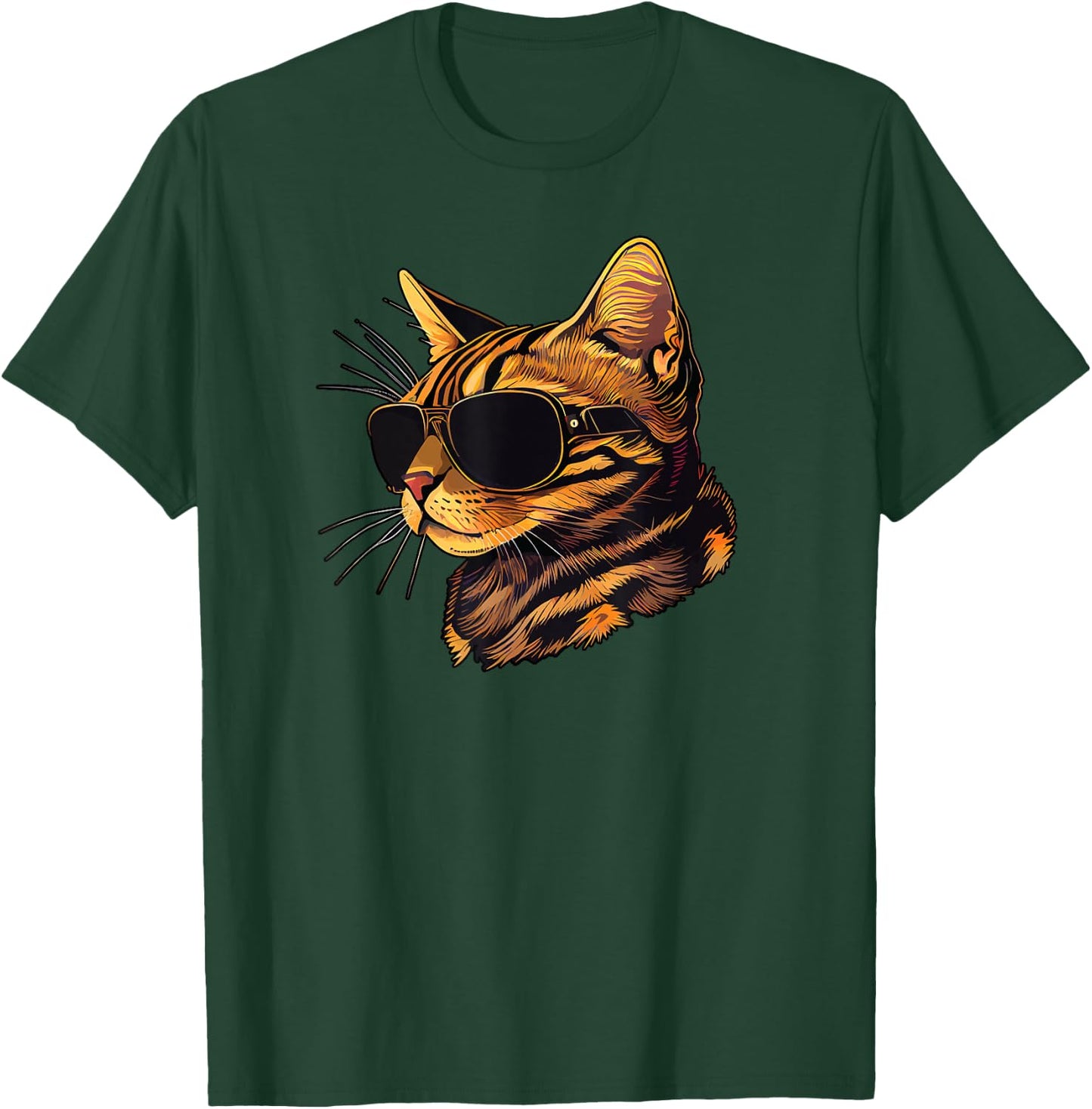 Dad Mom Cat Sunglasses - Bengal Cat T-Shirt - T-Shirt | Forest