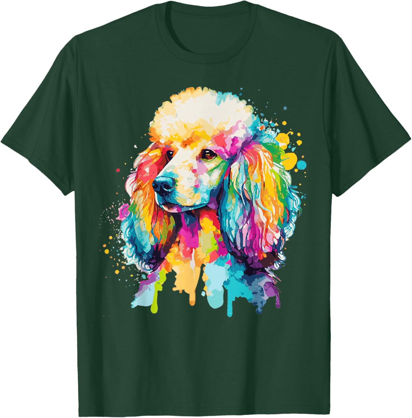 Watercolor Poodle Colorful Pet Poodles Dog Lover T-Shirt - T-Shirt | Forest