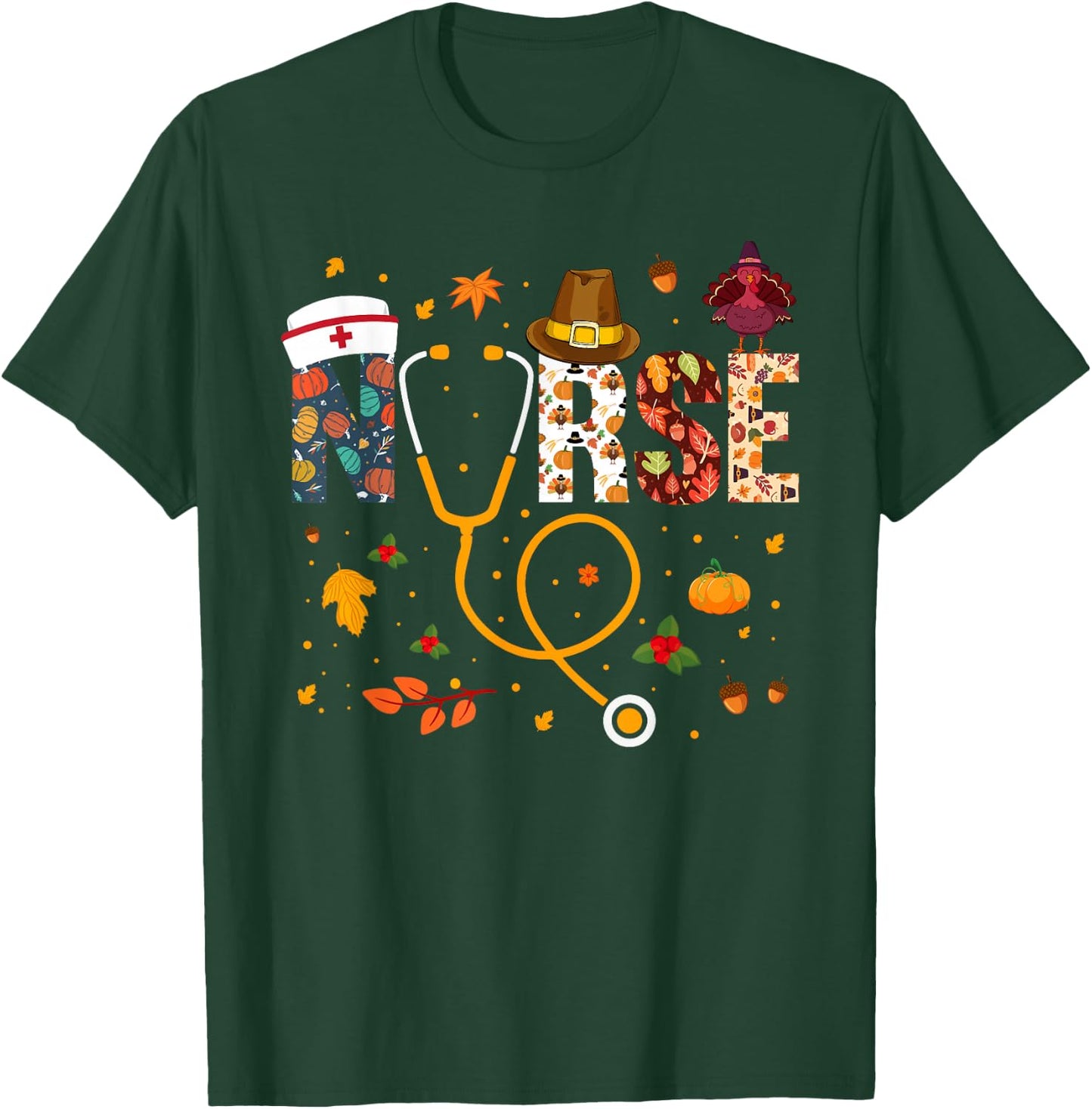 Nurse Thanksgiving Nurse Shirts Thanksgiving Nurse , Black, Small, Short Sleeve, Modern, Fall, -Adults T-Shirt - T-Shirt | Forest