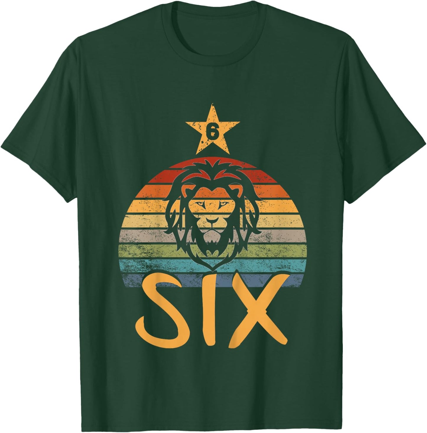 Lion Birthday 6 Year Old Lion 6th Birthday Boy Girl T-Shirt - T-Shirt | Forest