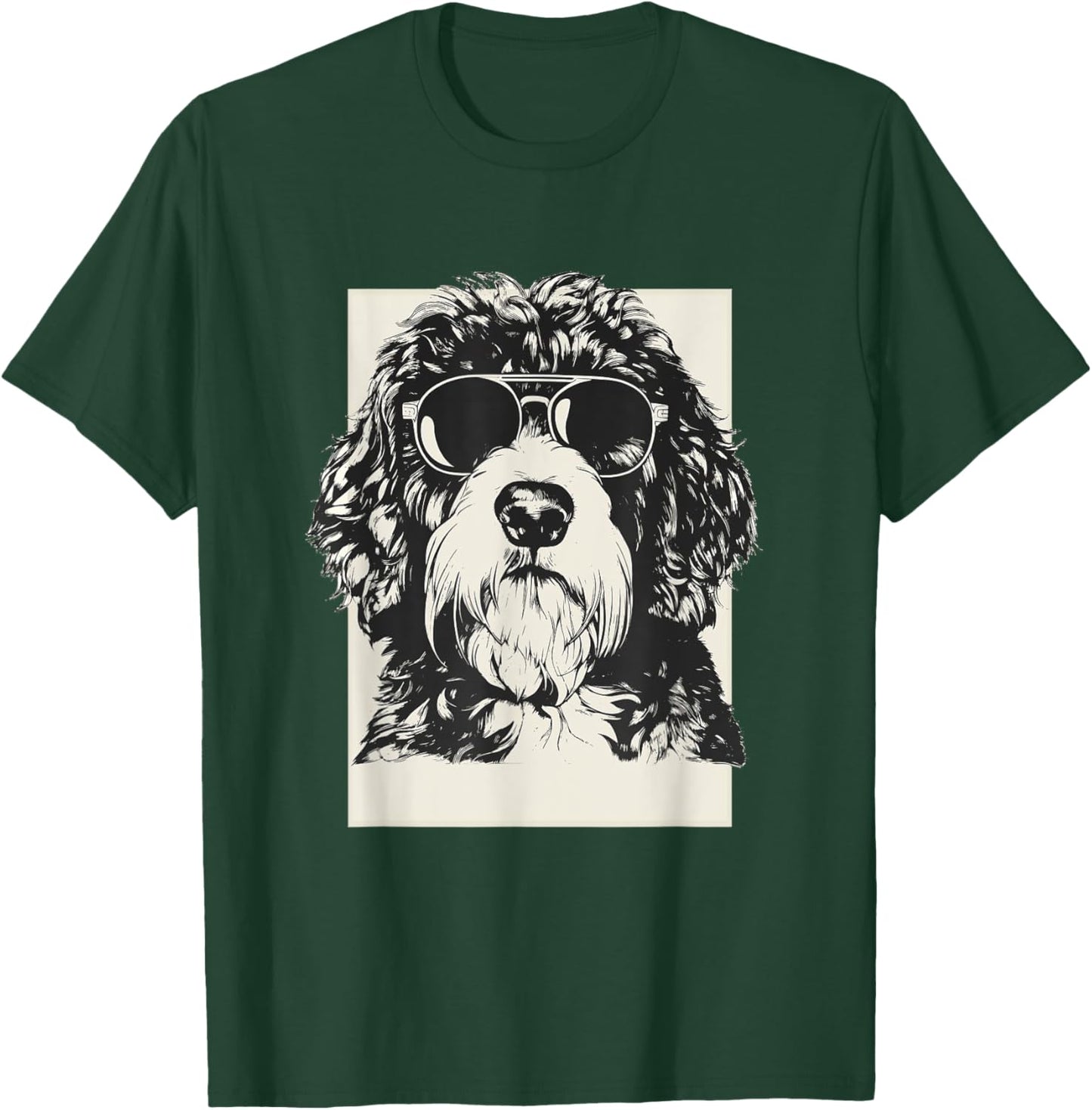 Saint Berdoodle Sketch Dog Funny Art Sketch Men Women Girls Kids T-Shirt - T-Shirt | Forest