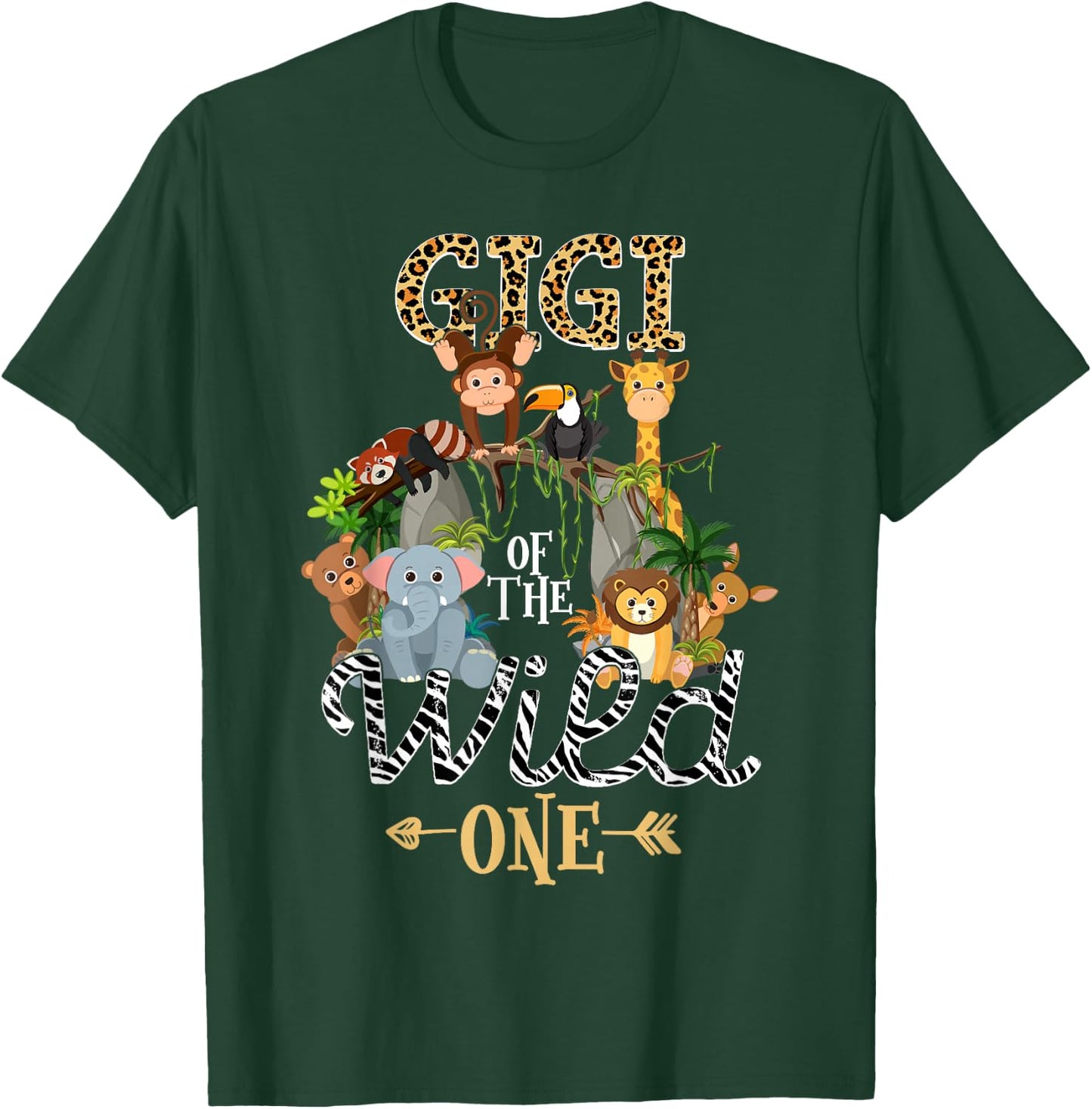 Gigi of the Wild One Zoo Birthday Woodland Animals T-Shirt - T-Shirt | Forest