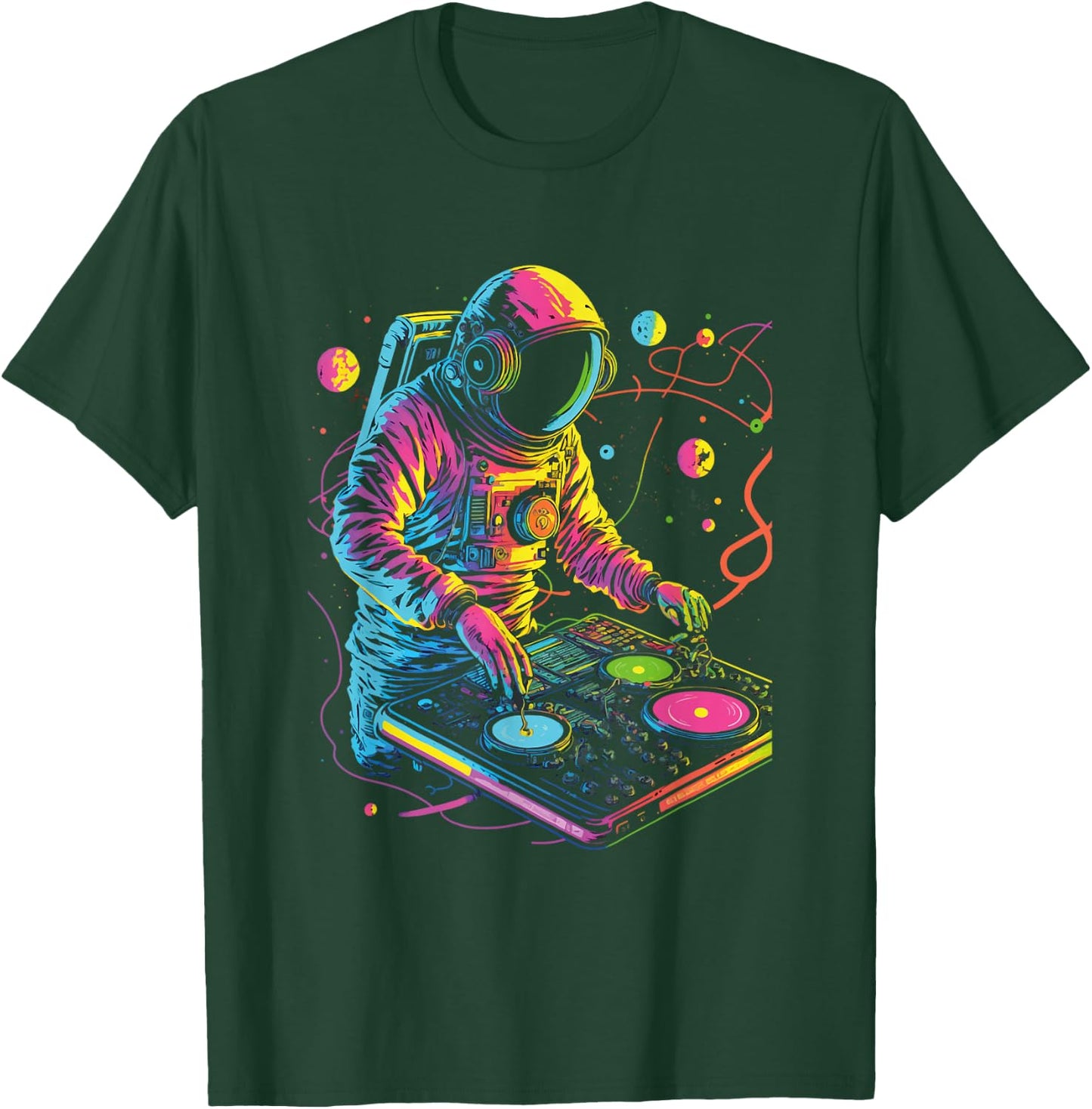 Astronaut DJ, DJing in Space, EDM cool Graphic T-Shirt - T-Shirt | Forest