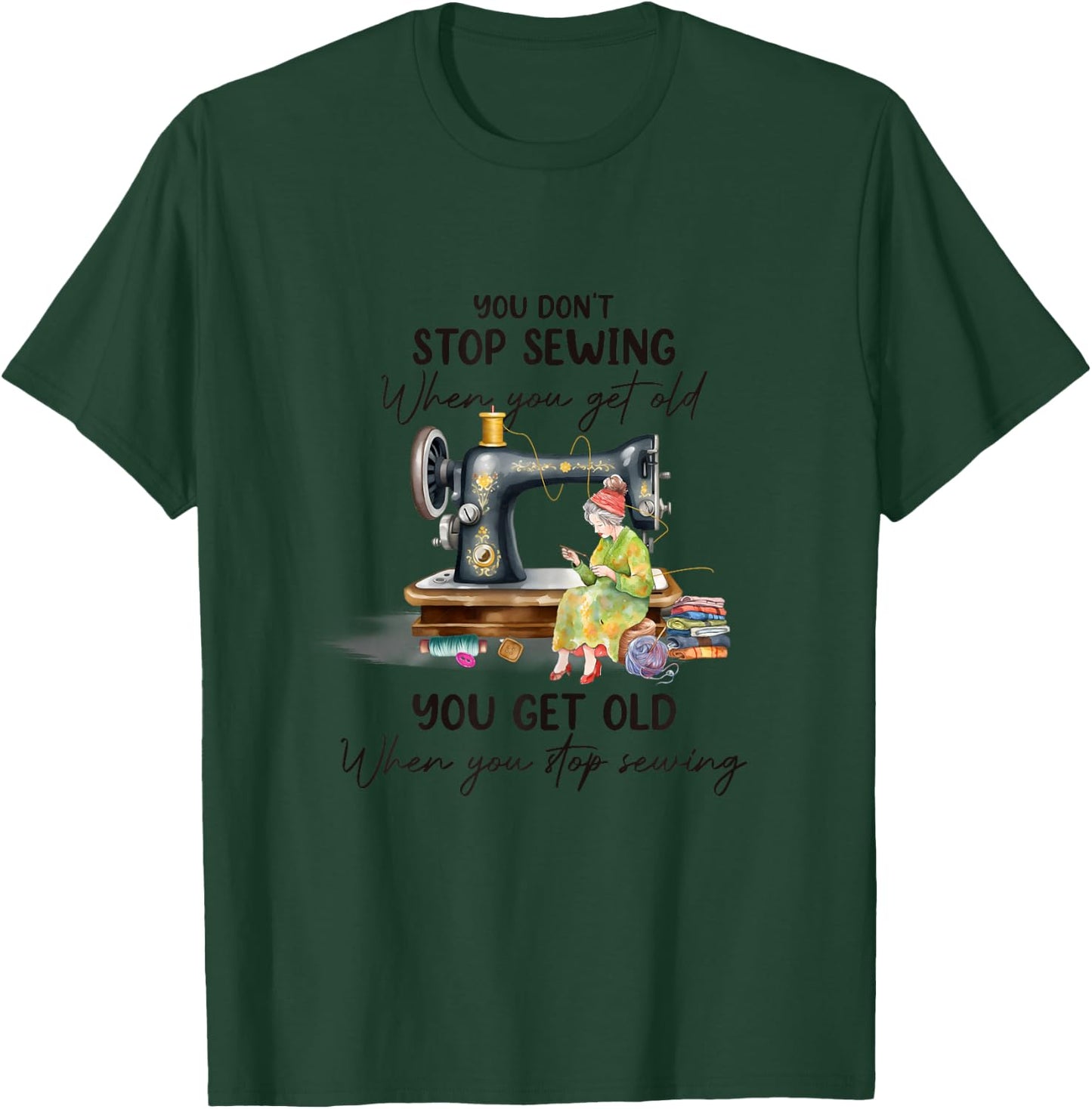 Quilting Yarn Graphic Design Seamstress Sewing Themed T-Shirt - T-Shirt | Forest