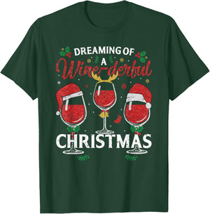 Dreaming of a Wine-derful Christmas Funny Holiday Wine Xmas T-Shirt - T-Shirt | Forest